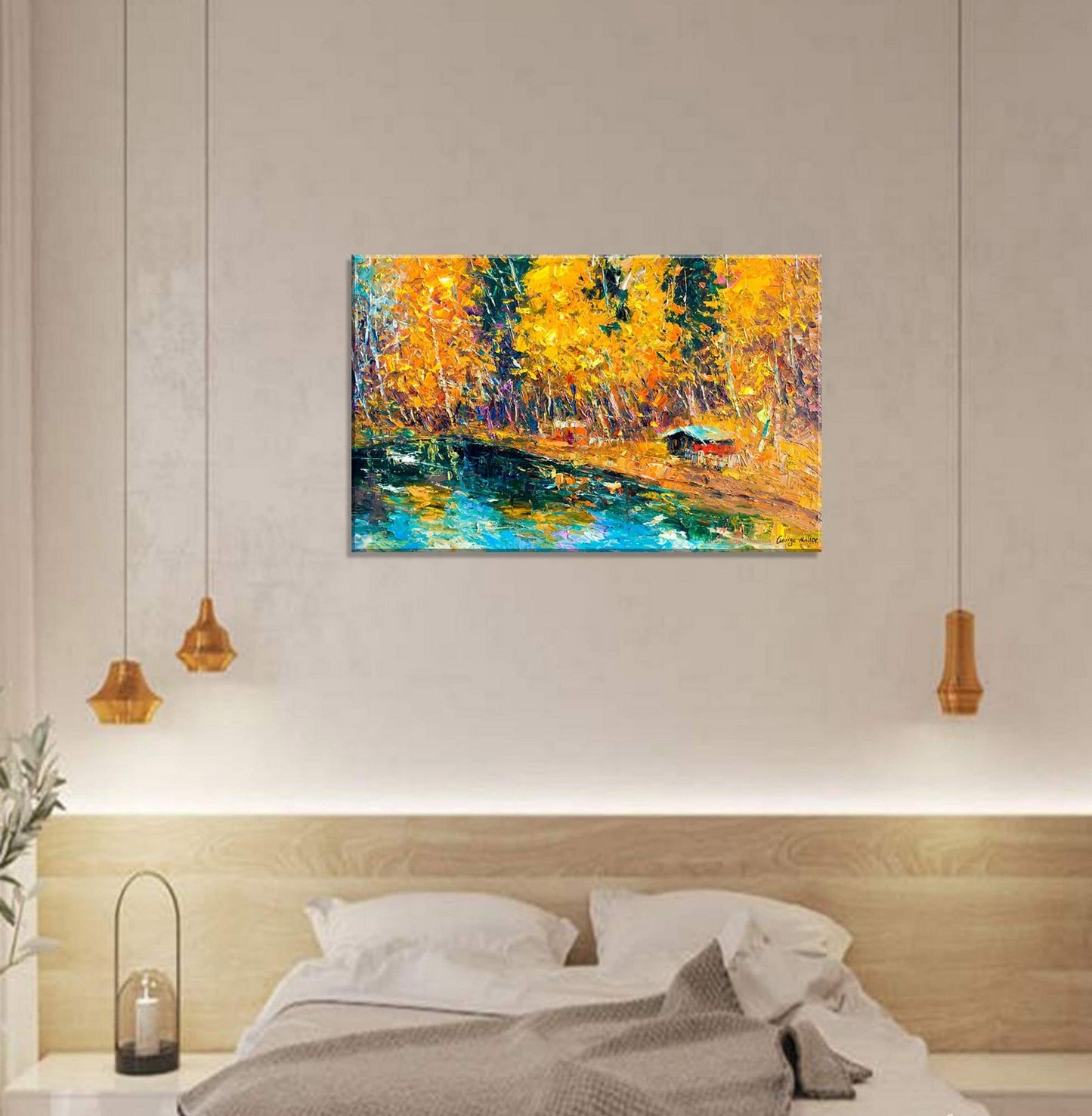 Landscape Oil Painting Autumn Forest, Canvas Art, Canvas Wall Decor, Large Landscape Painting, Contemporary Art, Original Painting Large Art