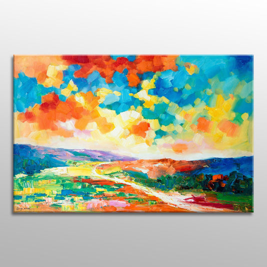 Large Abstract Landscape Oil Painting, Wall Art, Oil On Canvas Painting, Landscape Wall Art, Oversized Paintings On Canvas, Handmade Art