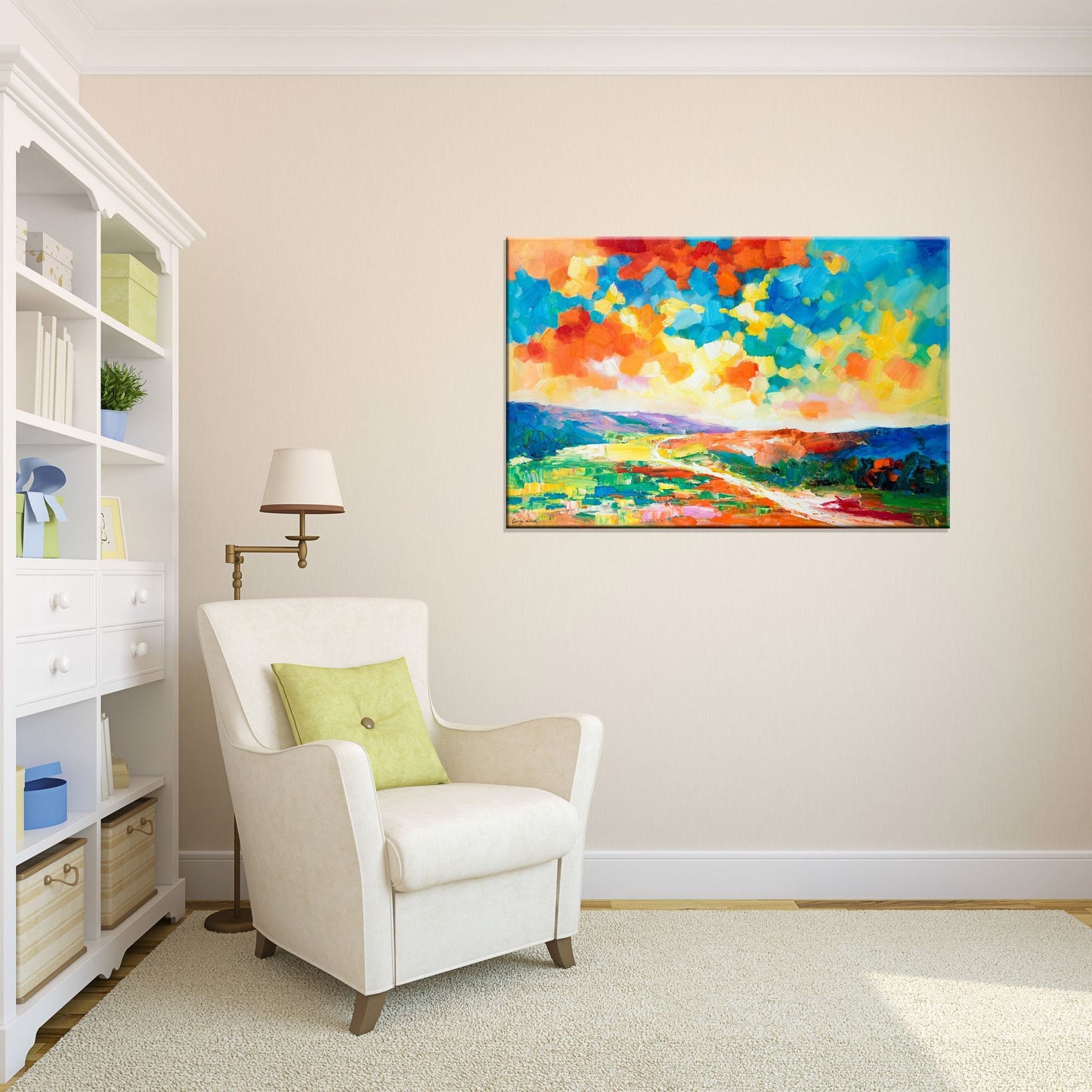 Large Abstract Landscape Oil Painting, Wall Art, Oil On Canvas Painting, Landscape Wall Art, Oversized Paintings On Canvas, Handmade Art