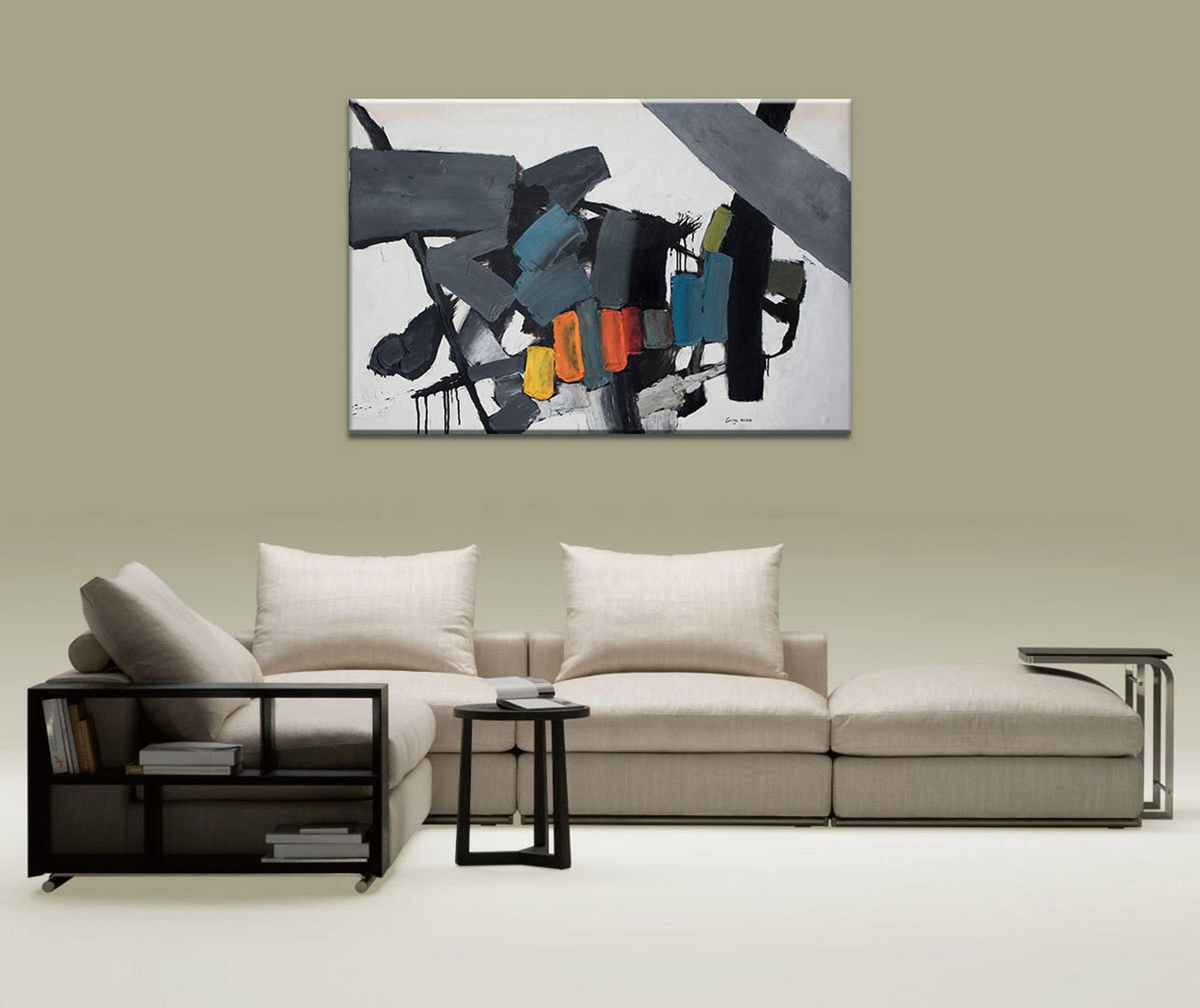 Large Wall Art Black and White Oil Painting, Canvas Art, Abstract Art, Livingroom Wall Art, Original Painting, Large Canvas Painting, Huge