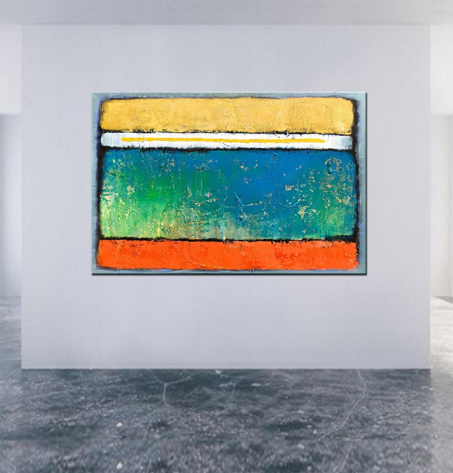 Oil Painting Abstract Green Yellow and Red, Large Canvas Art, Livingroom Wall Art, Wall Decor, Canvas Painting, Modern Art, Mark Rothko Art