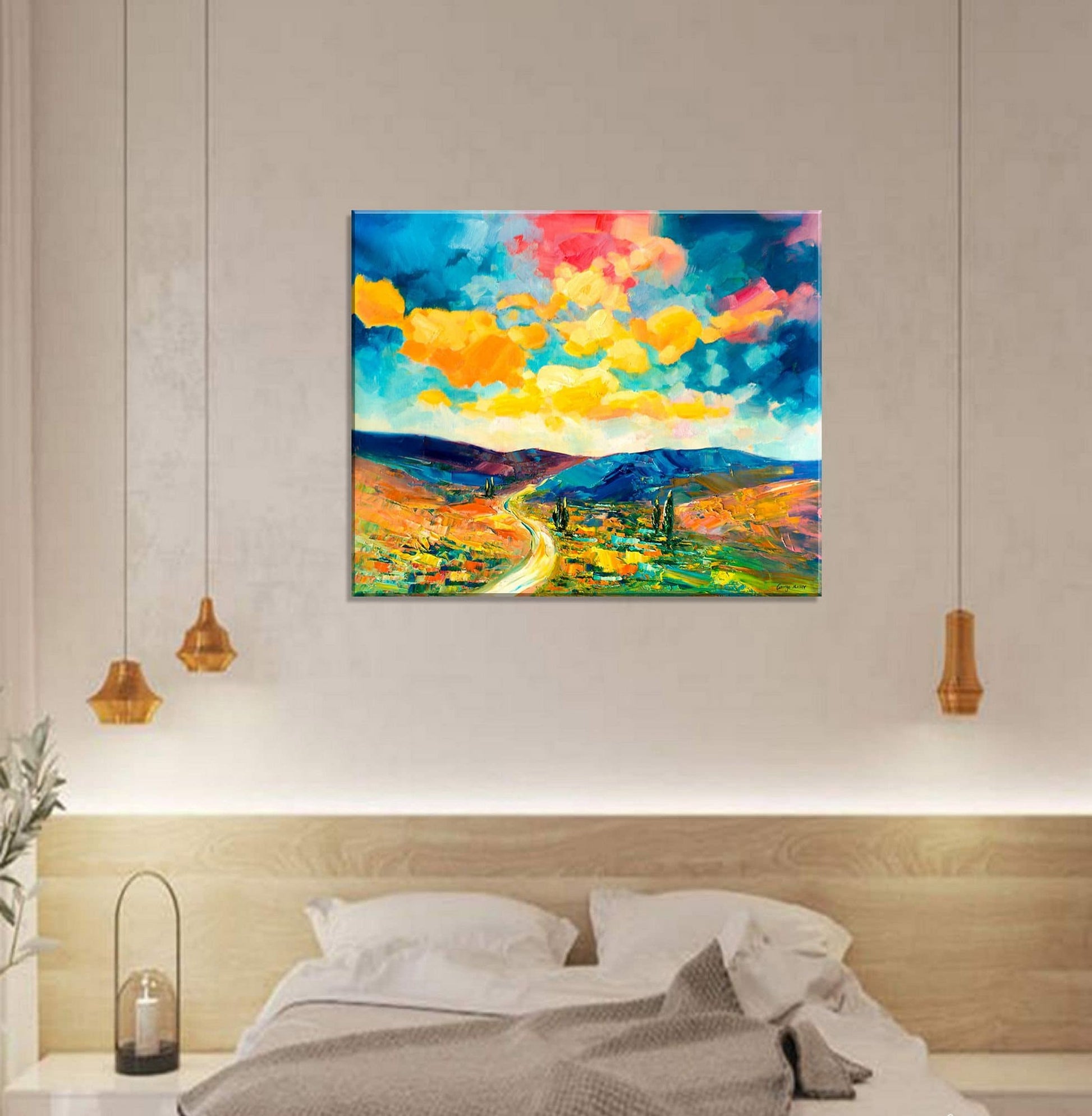 Abstract Landscape Oil Painting, Fine Art, Paintings On Canvas, Landscape Painting, Oversized Painting, Handmade Art, Rustic Oil Painting