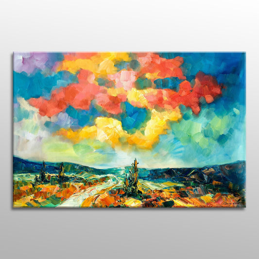 Oil Painting Abstract Landscape, Large Oil Painting, Contemporary Art, Wall Decor, Bedroom Art, Original Oil Painting Landscape Original Art