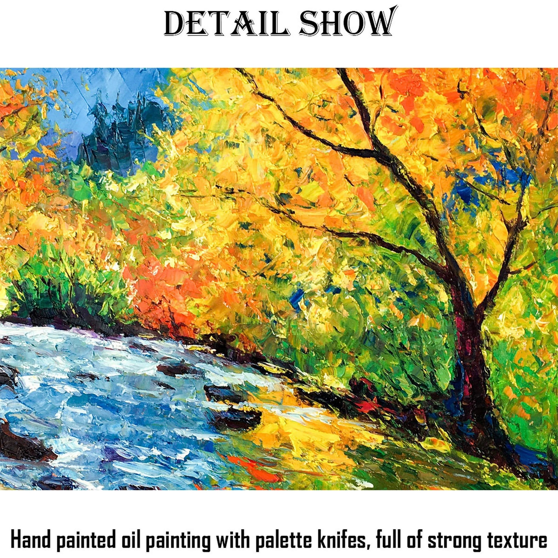 Large Landscape Oil Painting Spring Forest Stream, Family Wall Decor, Abstract Oil Painting, Original Landscape Painting, Modern Painting