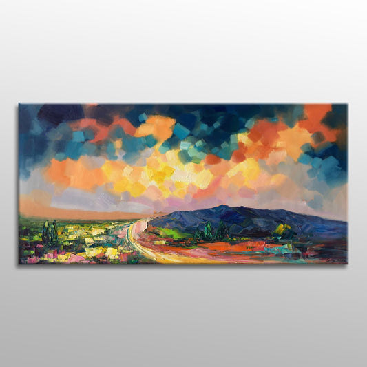 Oil Painting, Landscape Painting, Large Artwork, Living Room Decor, Original Painting, 24x48, Abstract Landscape Painting, Canvas Art
