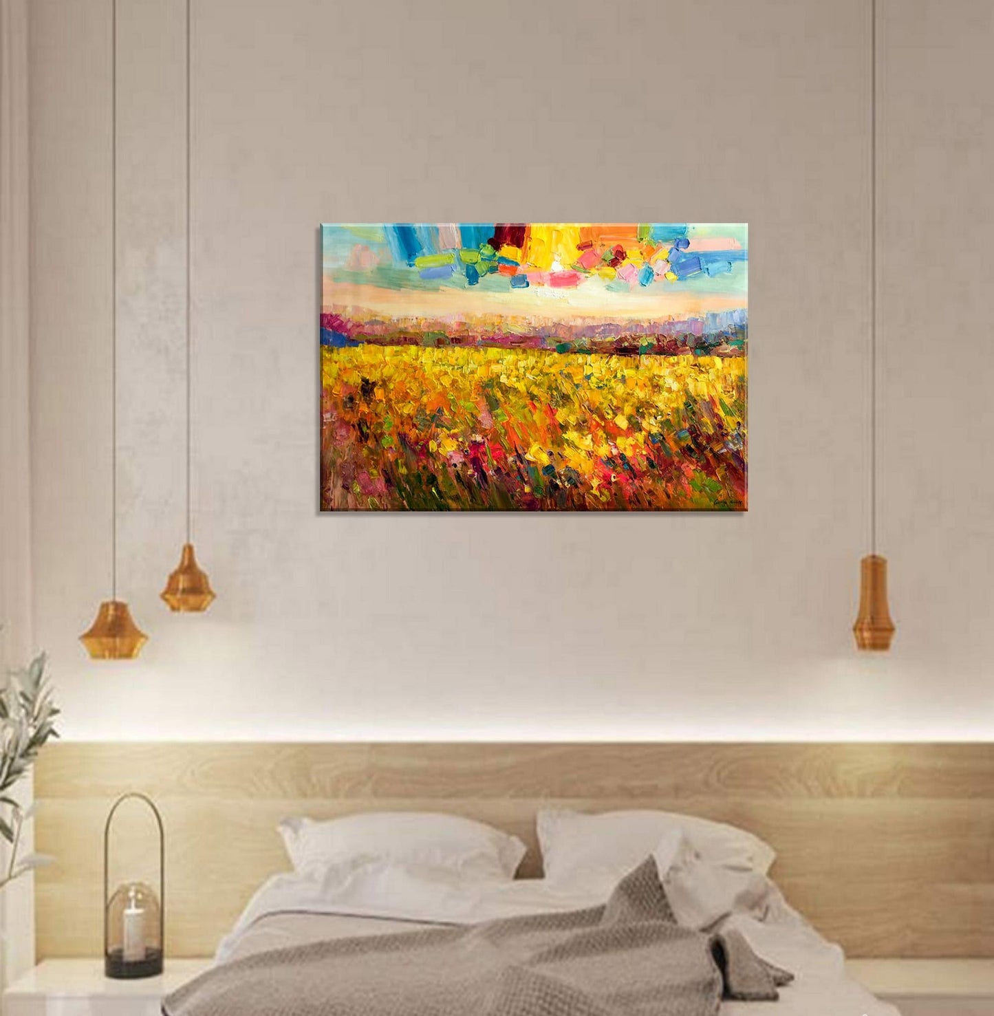 Abstract Landscape Painting Autumn Fields, Canvas Art, Oil Painting, Landscape Painting, Oversized Wall Art, Contemporary, Textured Painting
