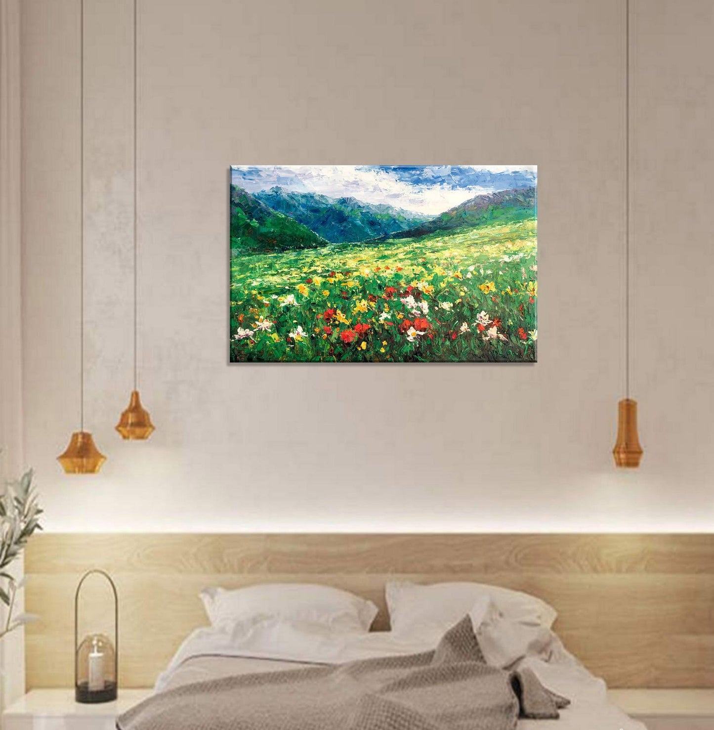 Landscape Oil Painting Spring Mountains, Coffee Wall Art, Abstract Canvas Art, Contemporary Painting, Oil Painting Original, Landscape Art