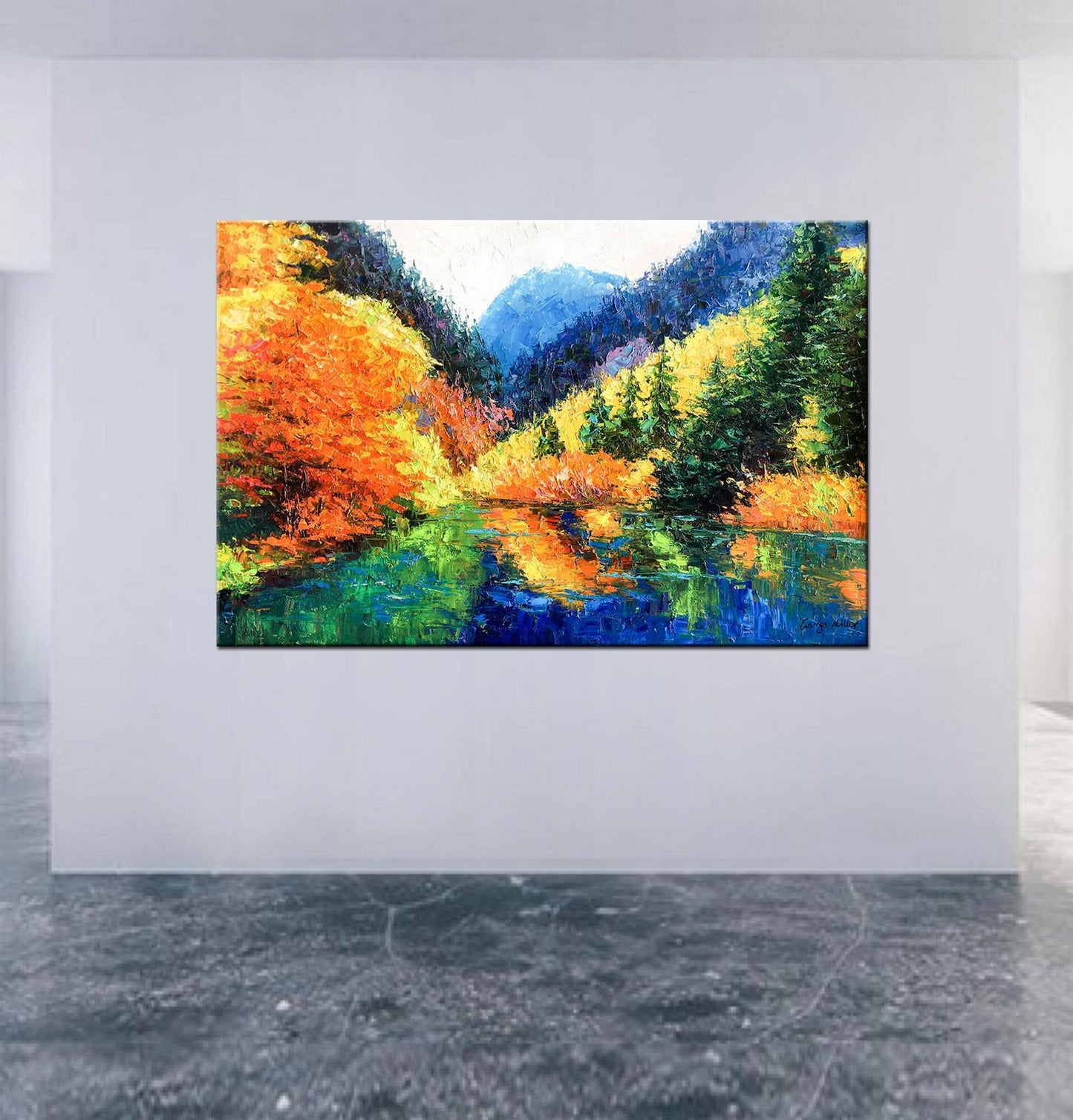 Large Landscape Painting Autumn Mountains, Contemporary Painting, Original Abstract Painting, Wall Decor, Abstract Canvas Painting, Wall Art