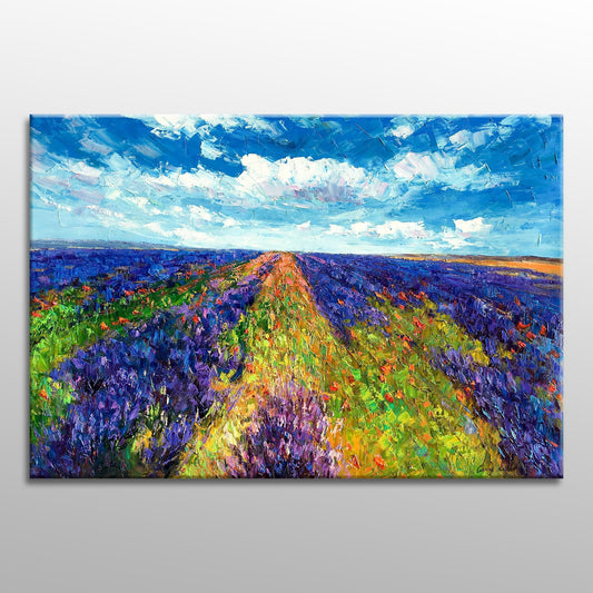 Oil Painting Landscape Spring Fields, Abstract Canvas Painting, Painting Abstract, Living Room Wall Decor, Modern Art, Original Painting