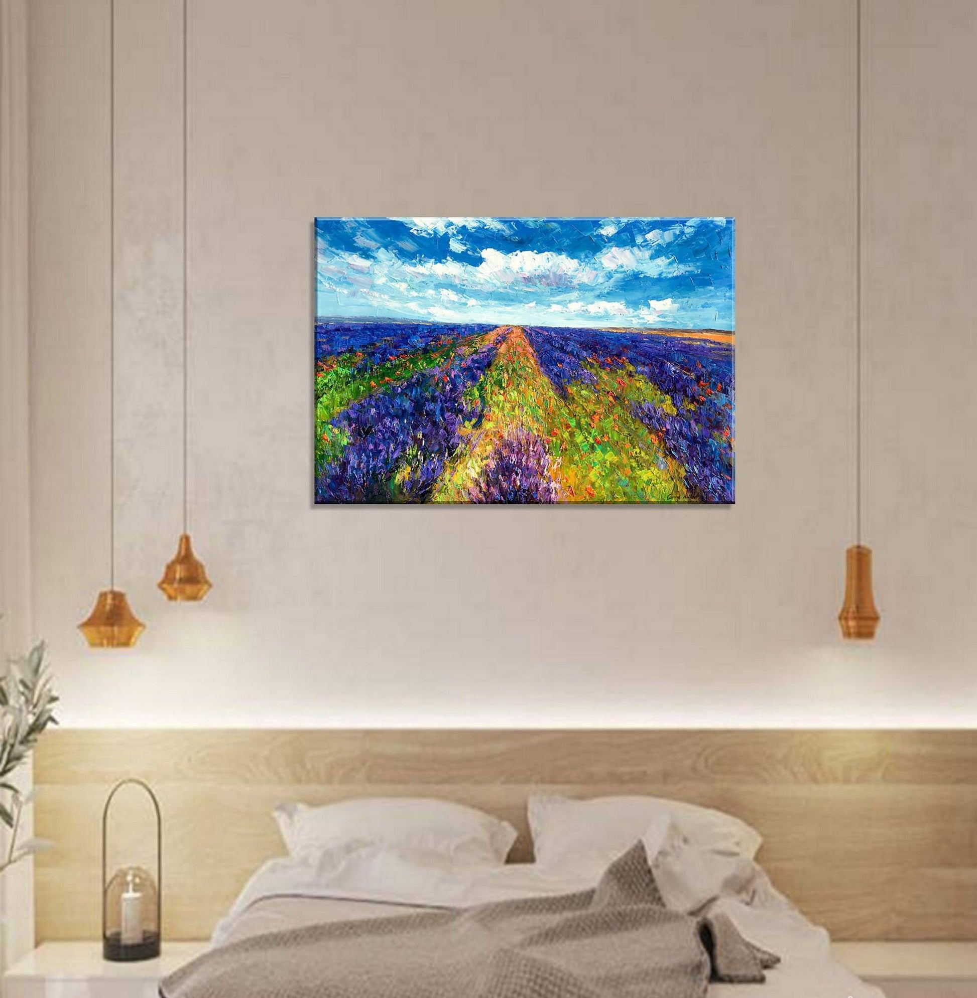 Oil Painting Landscape Spring Fields, Abstract Canvas Painting, Painting Abstract, Living Room Wall Decor, Modern Art, Original Painting