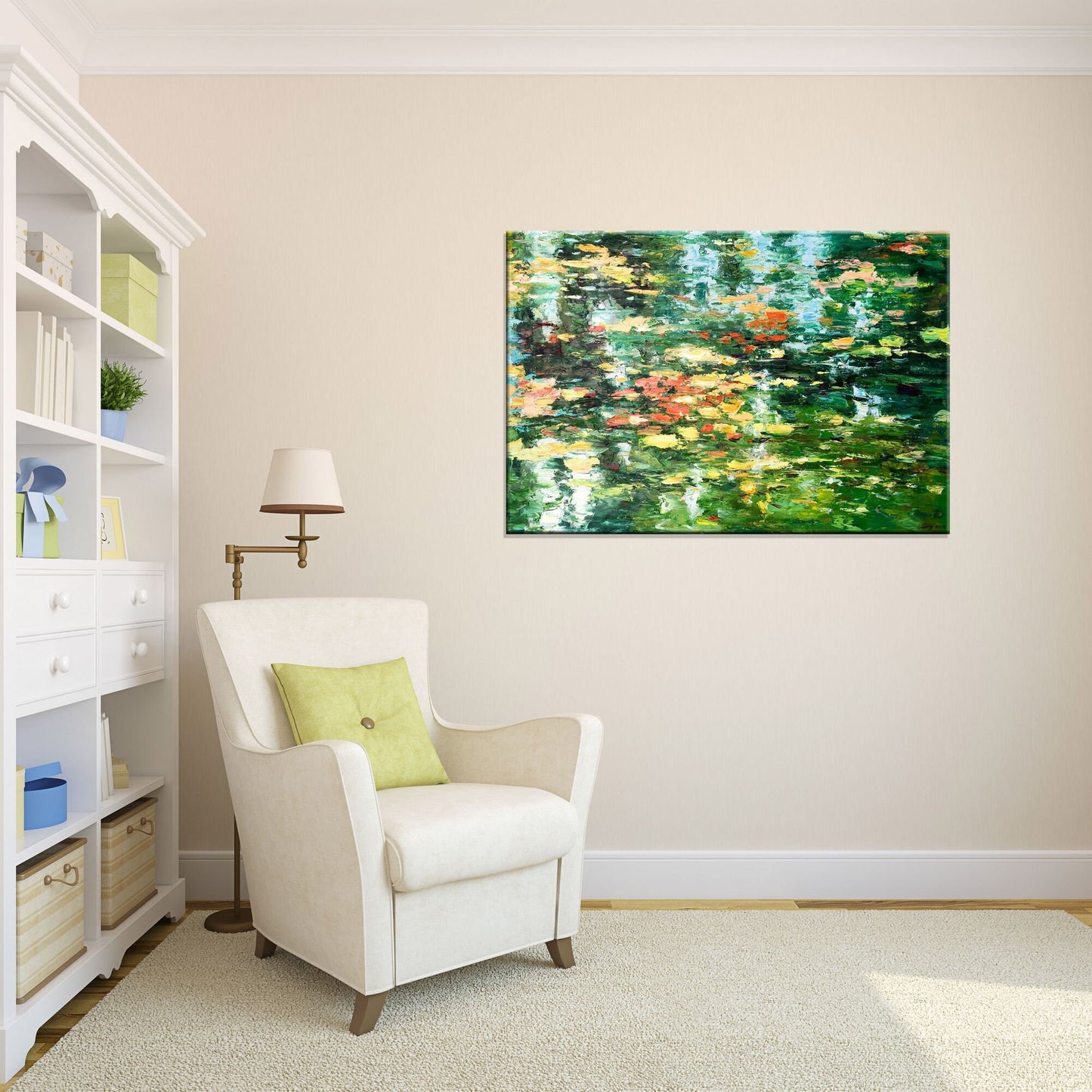 Contemporary Painting Waterlily Pond, Canvas Wall Art, Canvas Painting, Oil Painting Original, Oil Painting Landscape, Abstract Oil Painting
