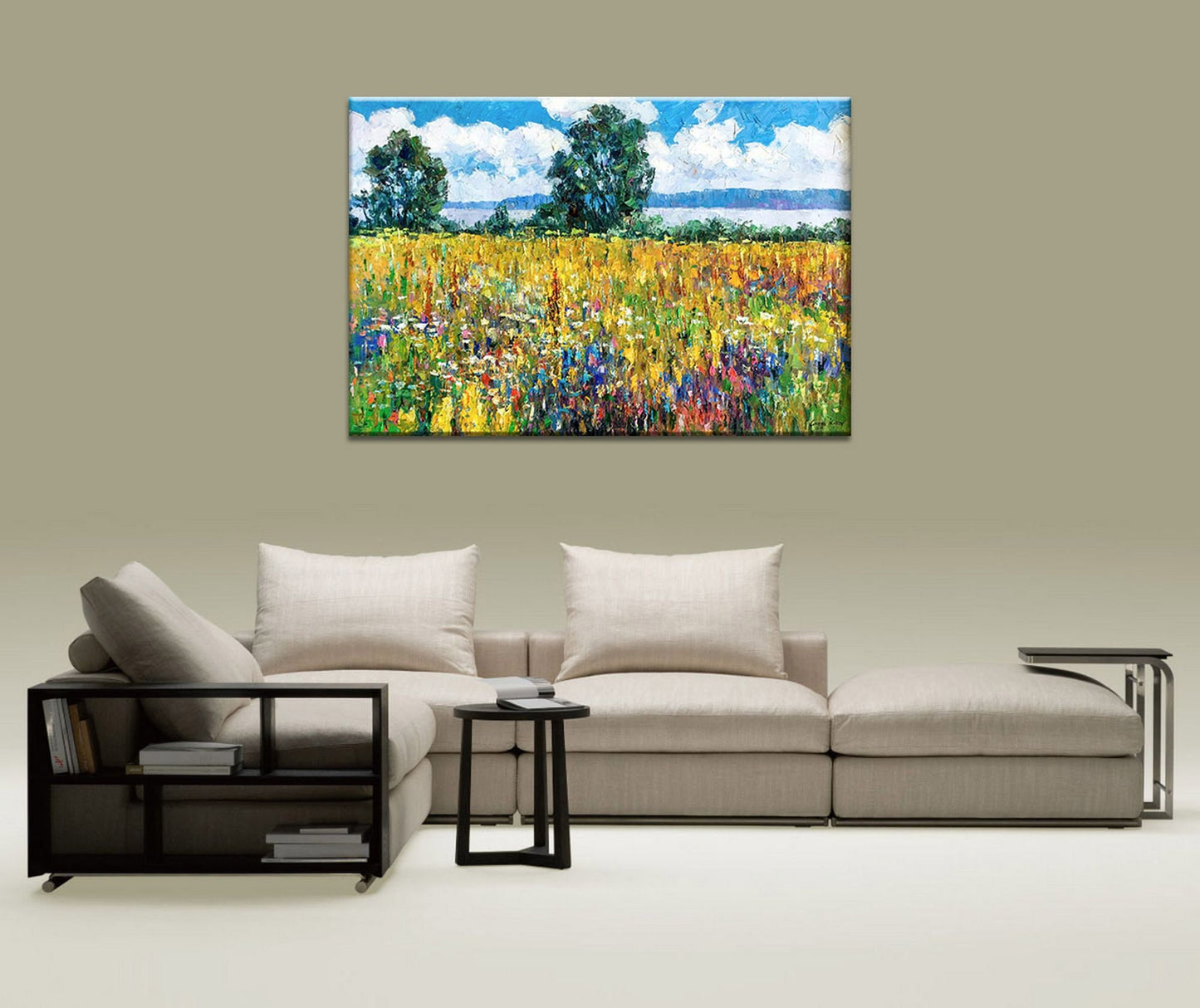 Large Landscpae Oil Painting Spring Fields, Wall Hanging, Large Abstract Art, Modern Painting, Original Landscape Painting, Living Room Art