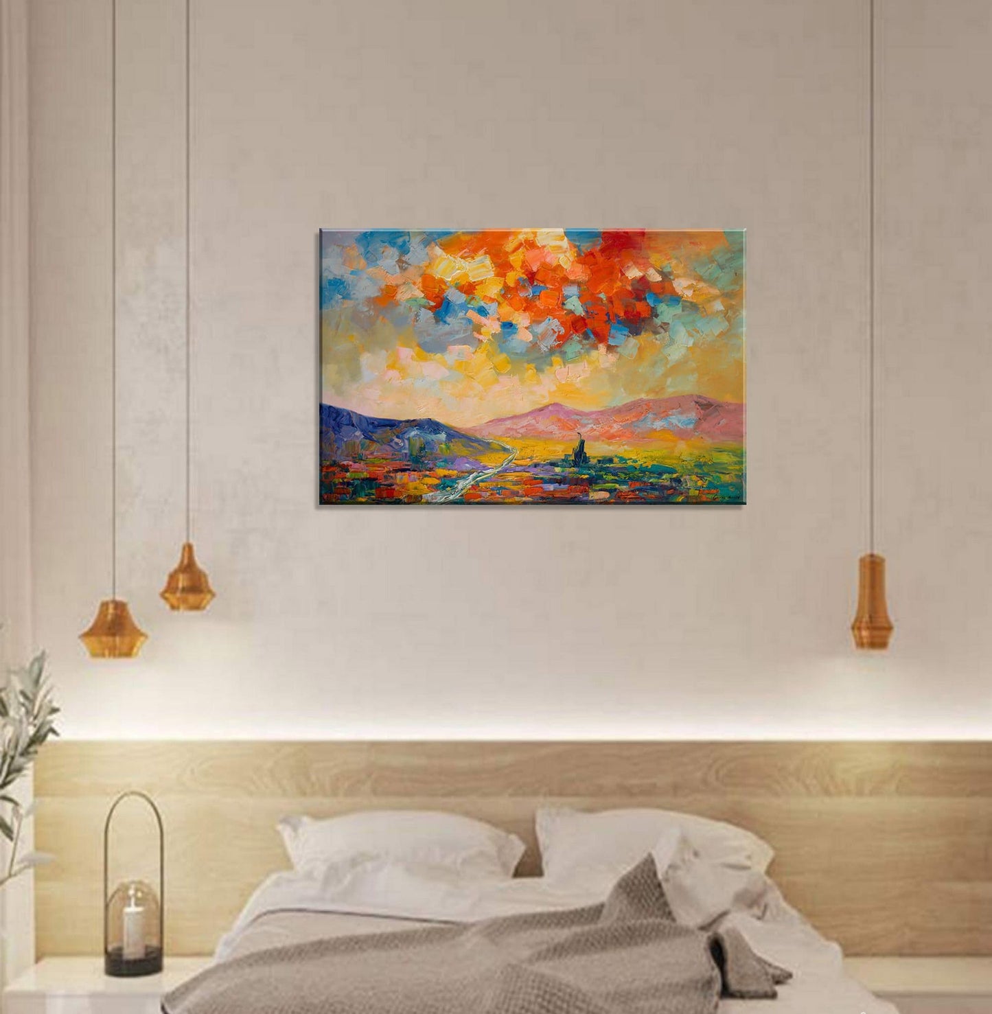 Abstract Landscape Oil Painting Mountain Sunset, Artwork, Oil Painting, Landscape, Large Painting, Handmade Painting, Contemporary Art