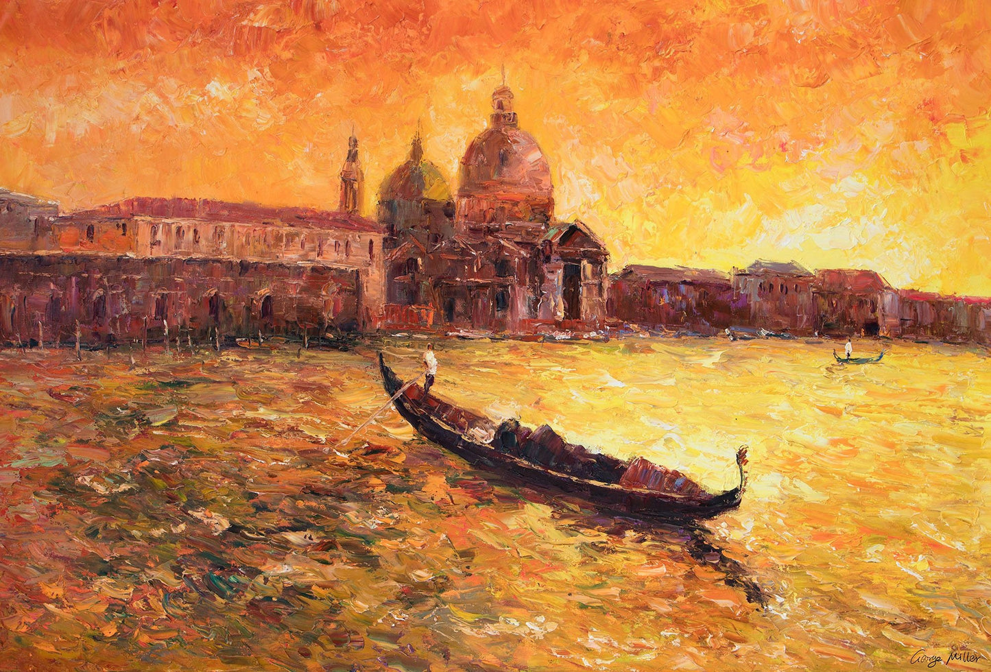 Landscape Oil Painting Venice Grand Canal Gondora, Large Art, Painting Abstract, Wall Art, Abstract Wall Art, Large Contemporary Painting