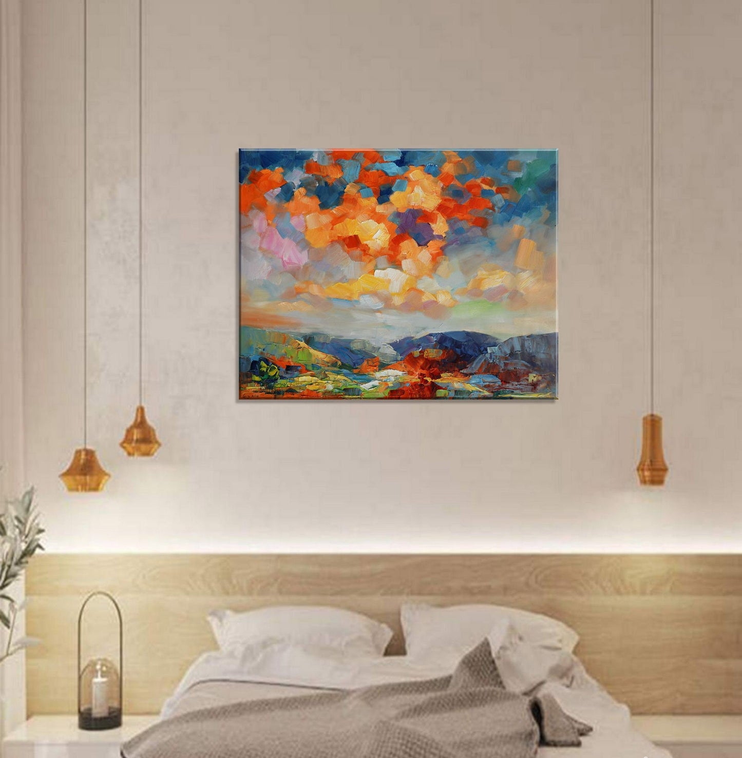 Large Oil Painting Landscape, Abstract Painting, Tuscany Sunset, Contemporary Painting, Original Landscape Painting, Abstract Art Wall Decor