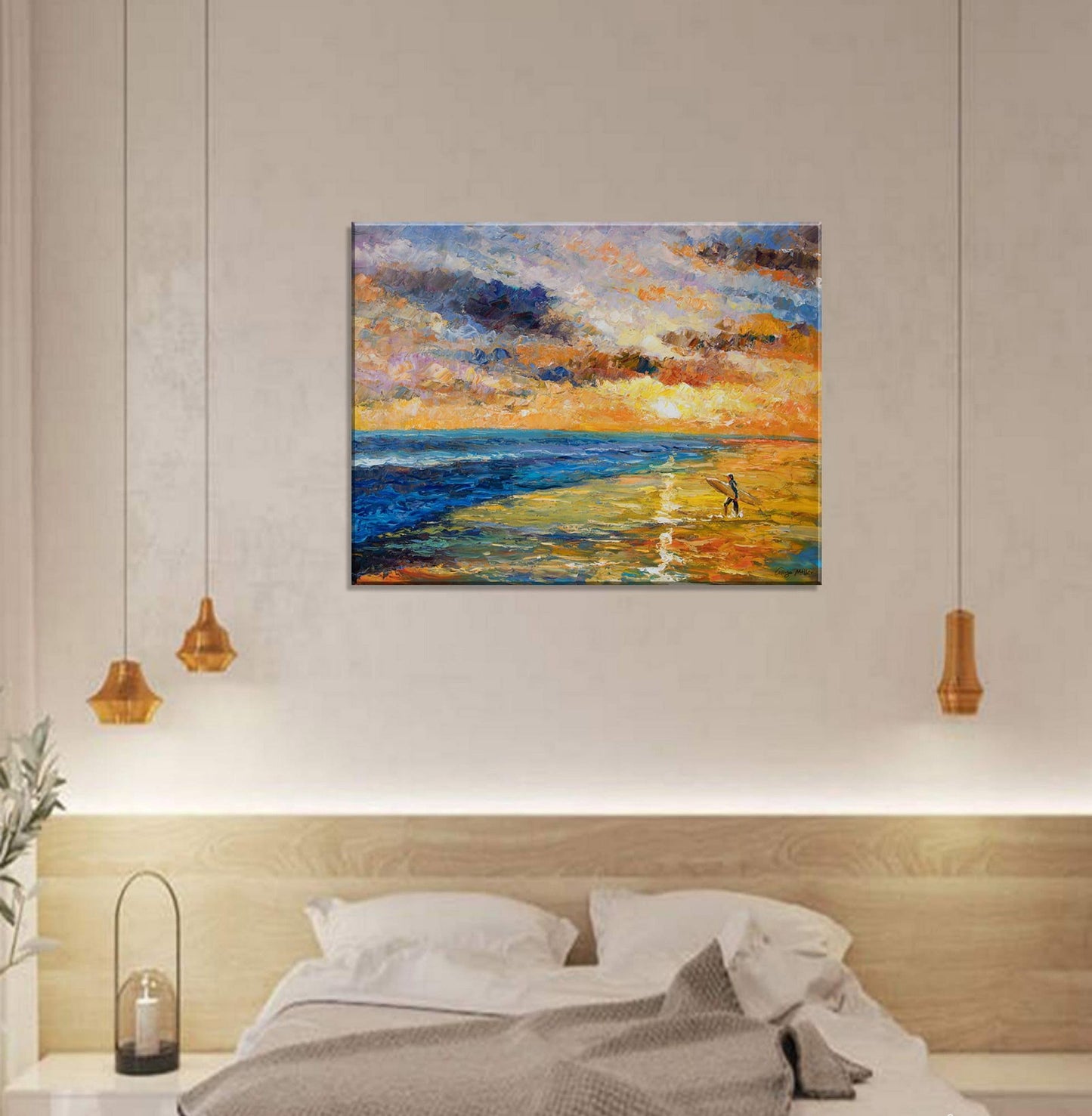 Oil Painting Seascape, Beach at Dawn, Contemporary Art, Original Painting, Large Canvas Art, Abstract Canvas Painting, Living Room Wall Art