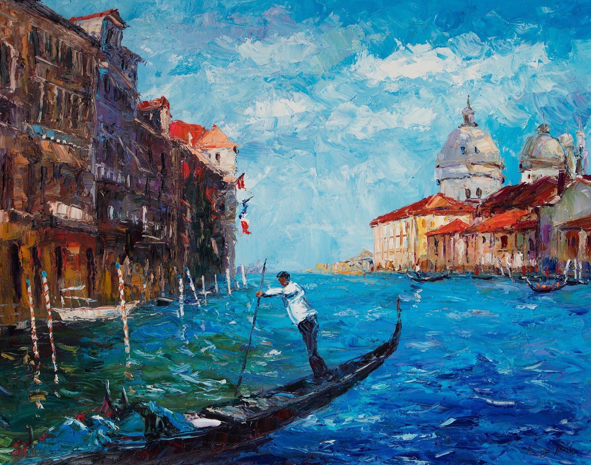 Large Painting Venice Grand Cancal Gondora, Modern Painting, Oil Painting Original, Canvas Art, Canvas Wall Decor, Oil Painting Landscape,