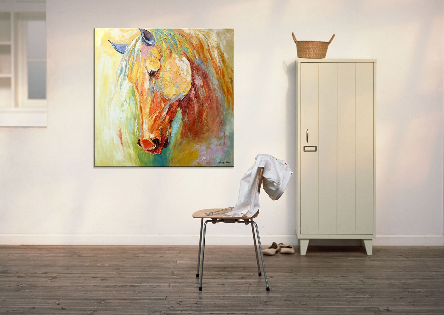 Large Oil Painting Horse Portrait, Living Room Decor, Oil Painting Abstract, Large Canvas Painting, Wall Decor, Modern Painting, Horse Art