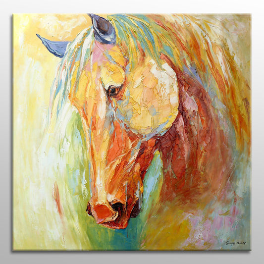 Large Oil Painting Horse Portrait, Living Room Decor, Oil Painting Abstract, Large Canvas Painting, Wall Decor, Modern Painting, Horse Art