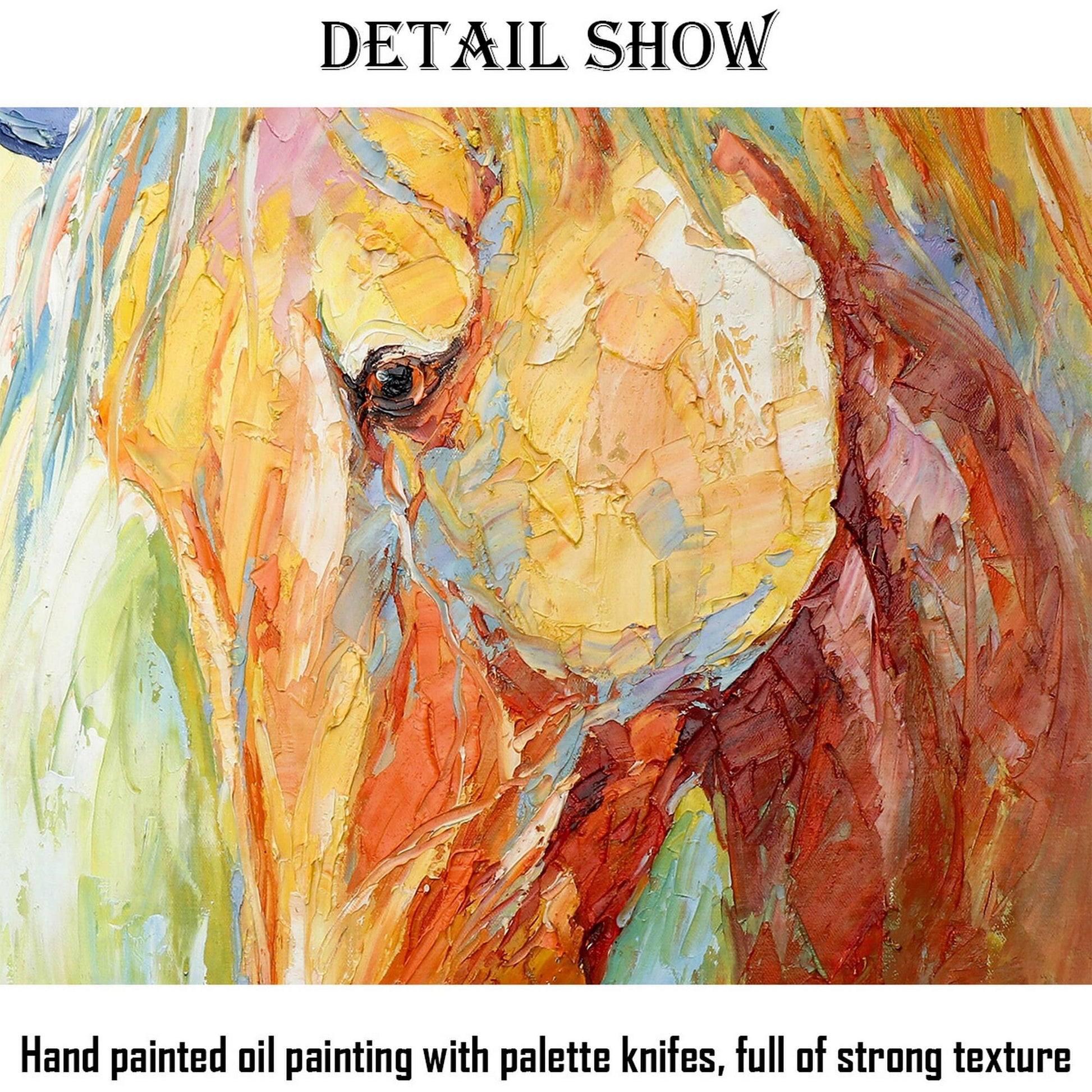 Large Oil Painting Horse Portrait, Living Room Decor, Oil Painting Abstract, Large Canvas Painting, Wall Decor, Modern Painting, Horse Art