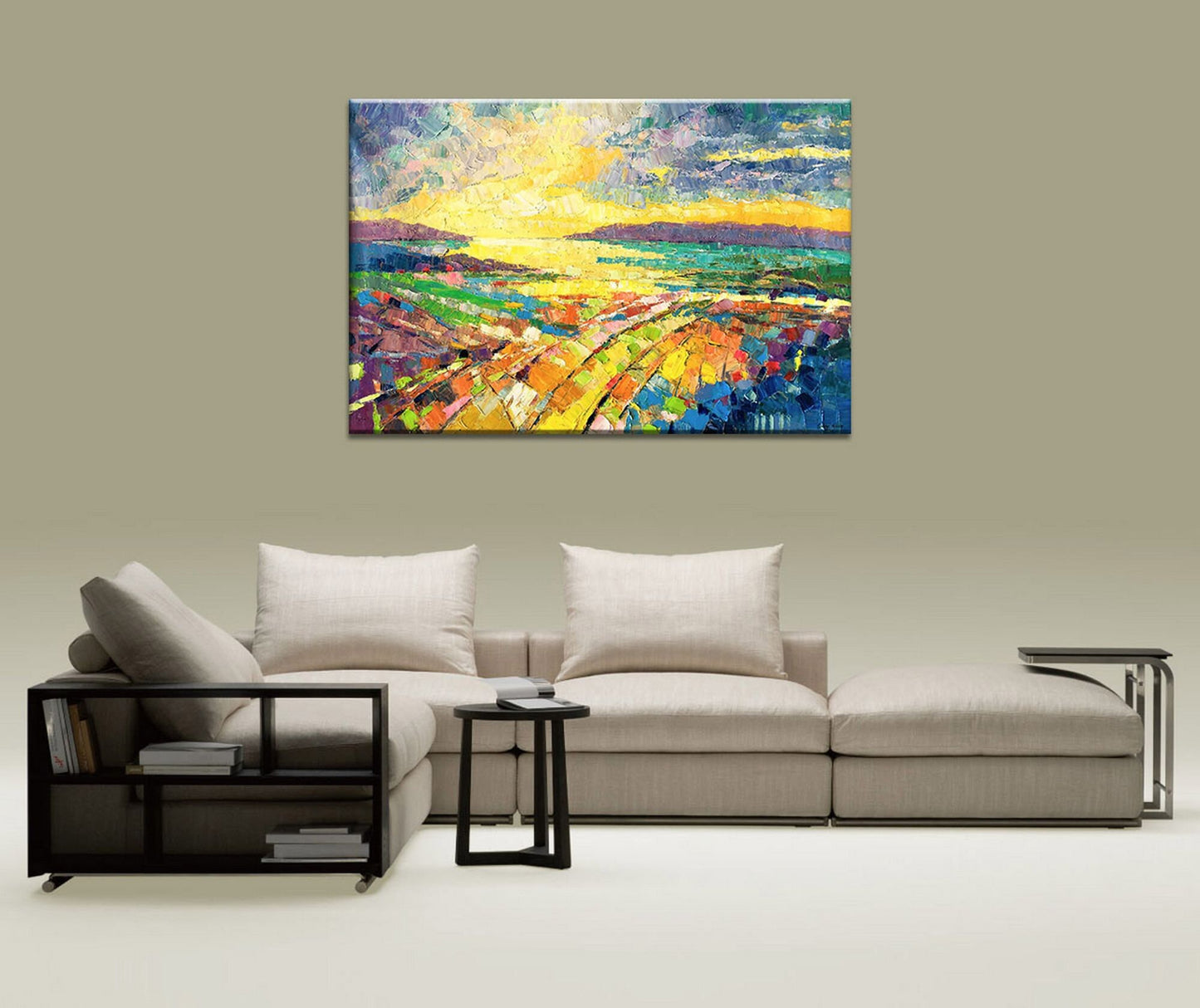 Large Abstract Landscape Painting, Oil Paintings, Abstract Canvas Painting, Living Room Wall Decor, Abstract Wall Art, Abstract Painting