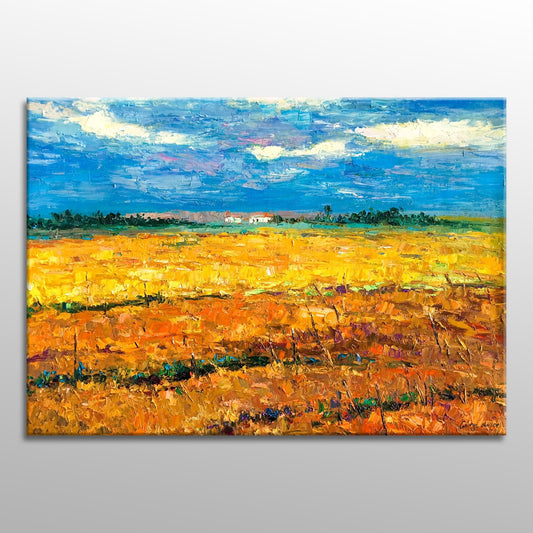 Landscape Oil Paintings Autumn Wheat Fields, Large Art, Wall Art, Abstract Painting, Abstract Canvas Art, Contemporary Painting, Wall Decor