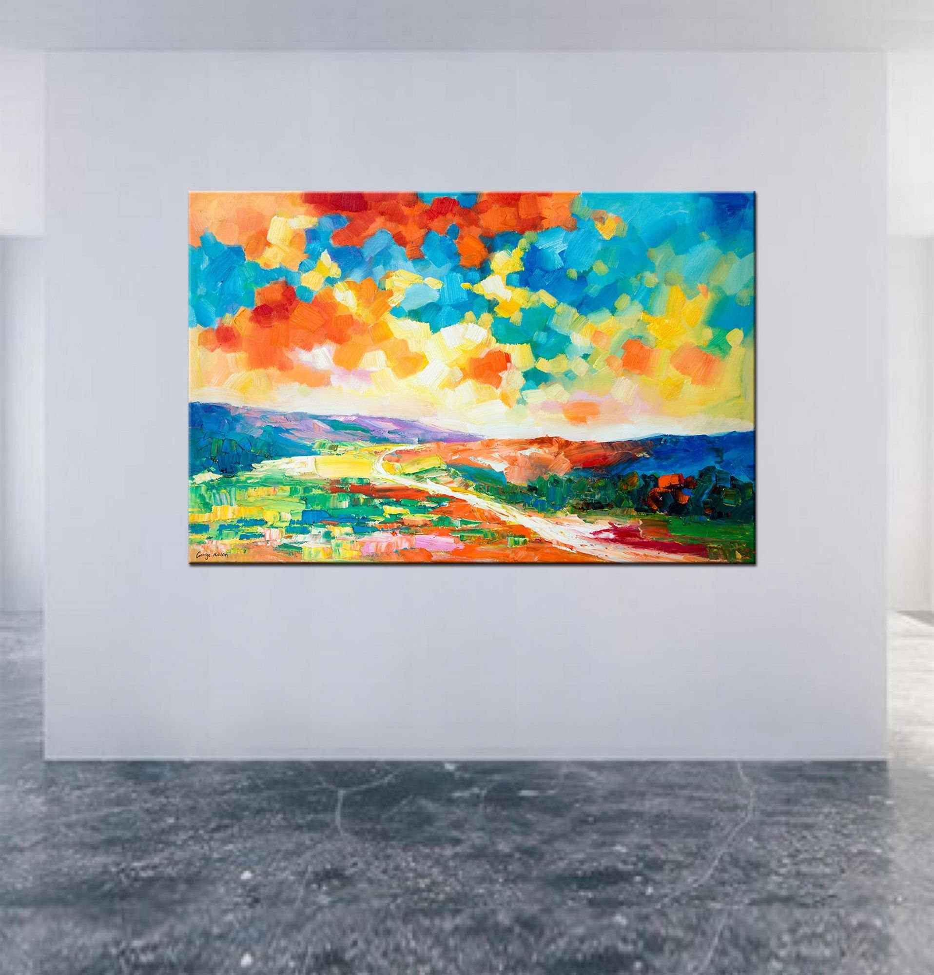 Large Abstract Landscape Oil Painting, Wall Art, Oil On Canvas Painting, Landscape Wall Art, Oversized Paintings On Canvas, Handmade Art