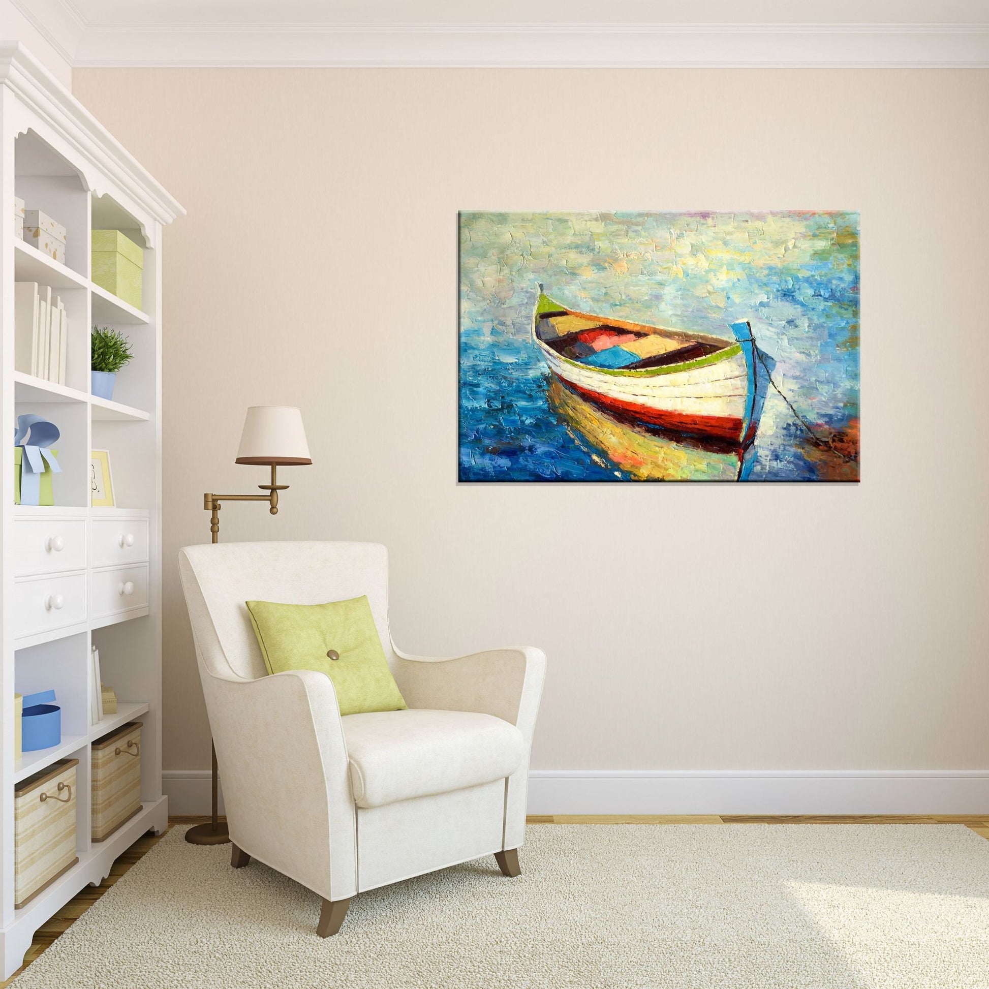 Large Oil Painting Fishing Boat Seascape Bedroom Decor, Aesthetic Room –  georgemillerart