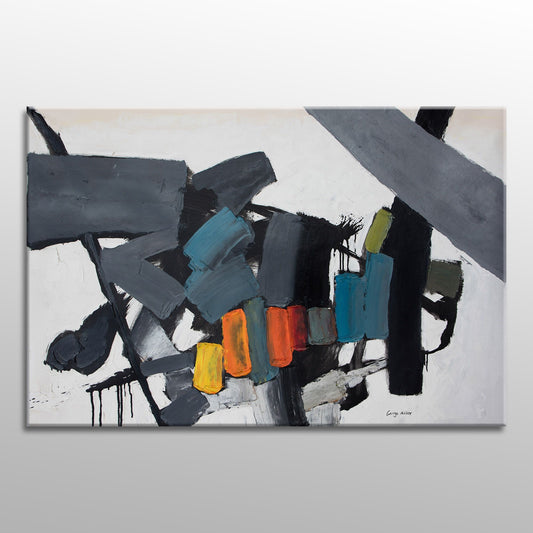 Large Wall Art Black and White Oil Painting, Canvas Art, Abstract Art, Livingroom Wall Art, Original Painting, Large Canvas Painting, Huge