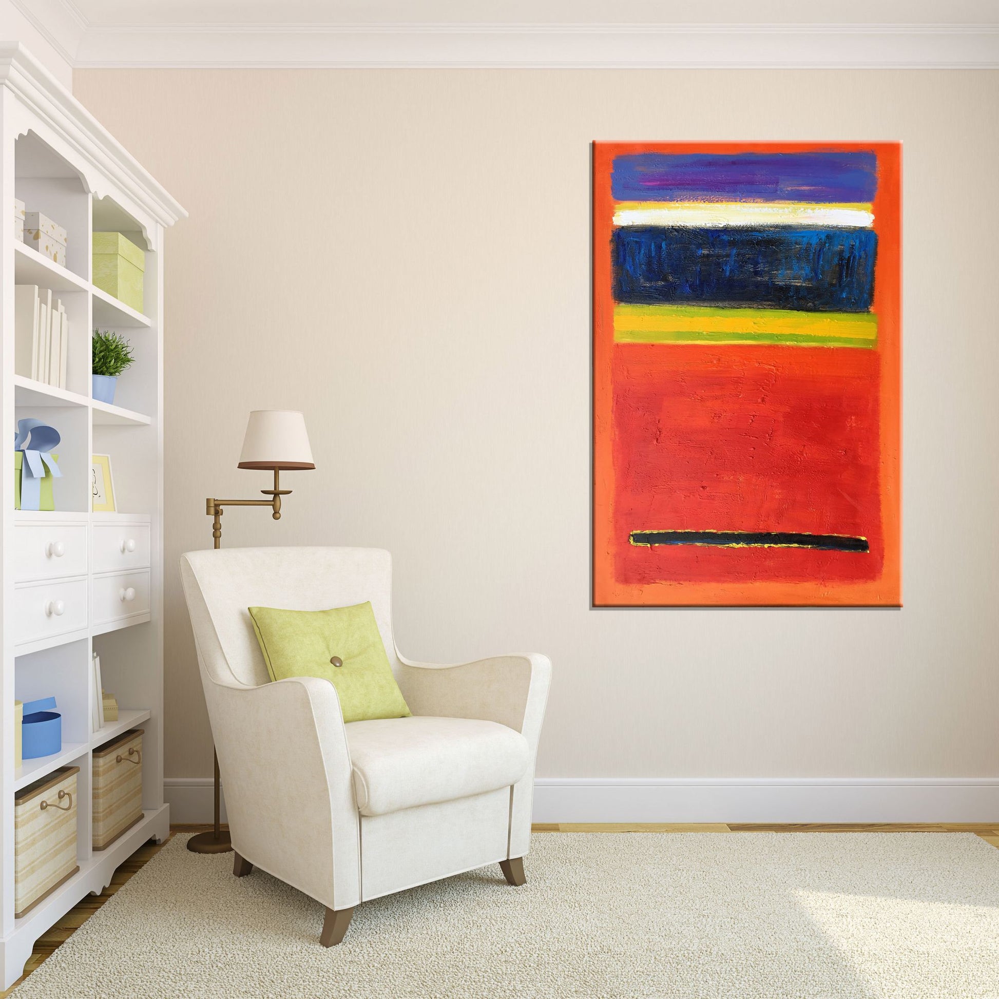 Large Abstract Oil Painting Orange Red, Mark Rothko, Abstract Canvas Art, Large Painting, Kitchen Wall Decor, Original Artwork, Modern Art