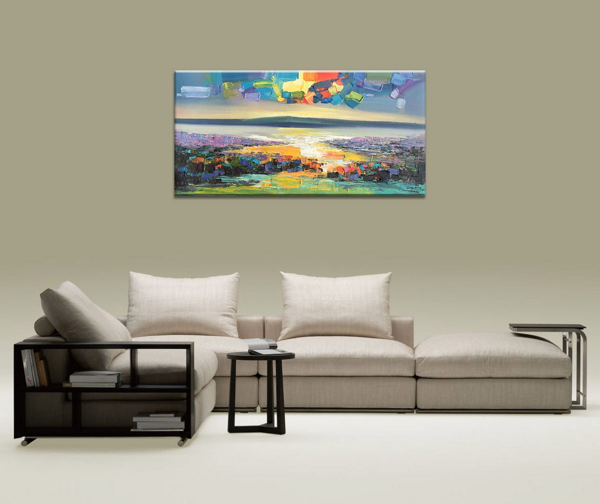 Large Landscape Oil Painting Abstract Landscape Art, Original Artwork, Canvas Painting, Canvas Wall Decor, Large Painting, Kitchen Wall Art
