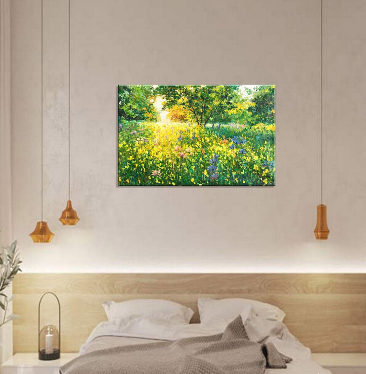 Upgrade your home decor with this unique palette knife painting of Spring Forest Green- A true masterpiece