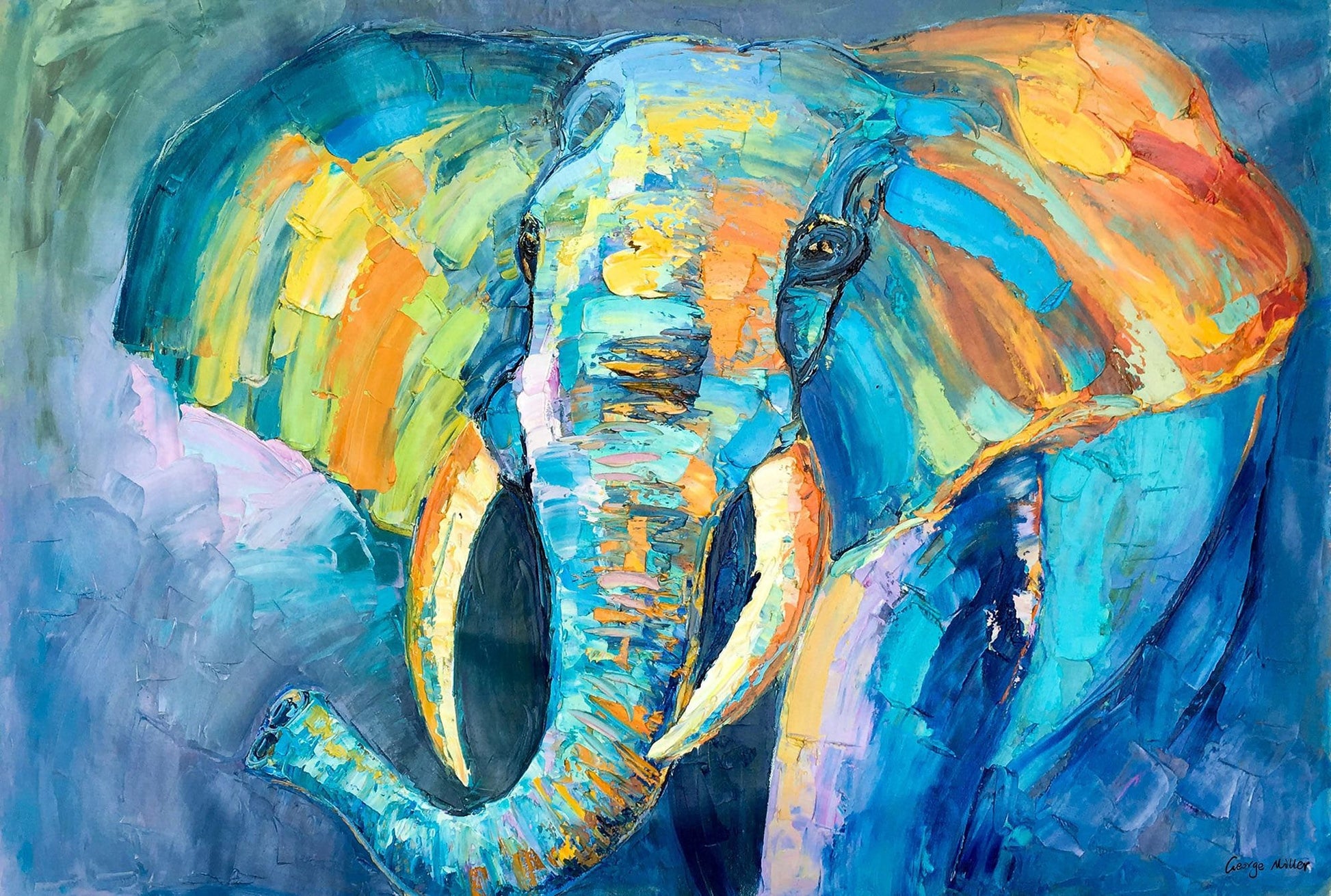 Large Canvas Wall Art, Oil Painting Original, Elephant Painting, Contemporary Art, Canvas Painting, Abstract Art, Large Abstract Art