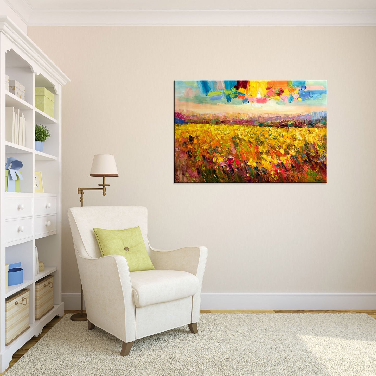 Abstract Landscape Painting Autumn Fields, Canvas Art, Oil Painting, Landscape Painting, Oversized Wall Art, Contemporary, Textured Painting