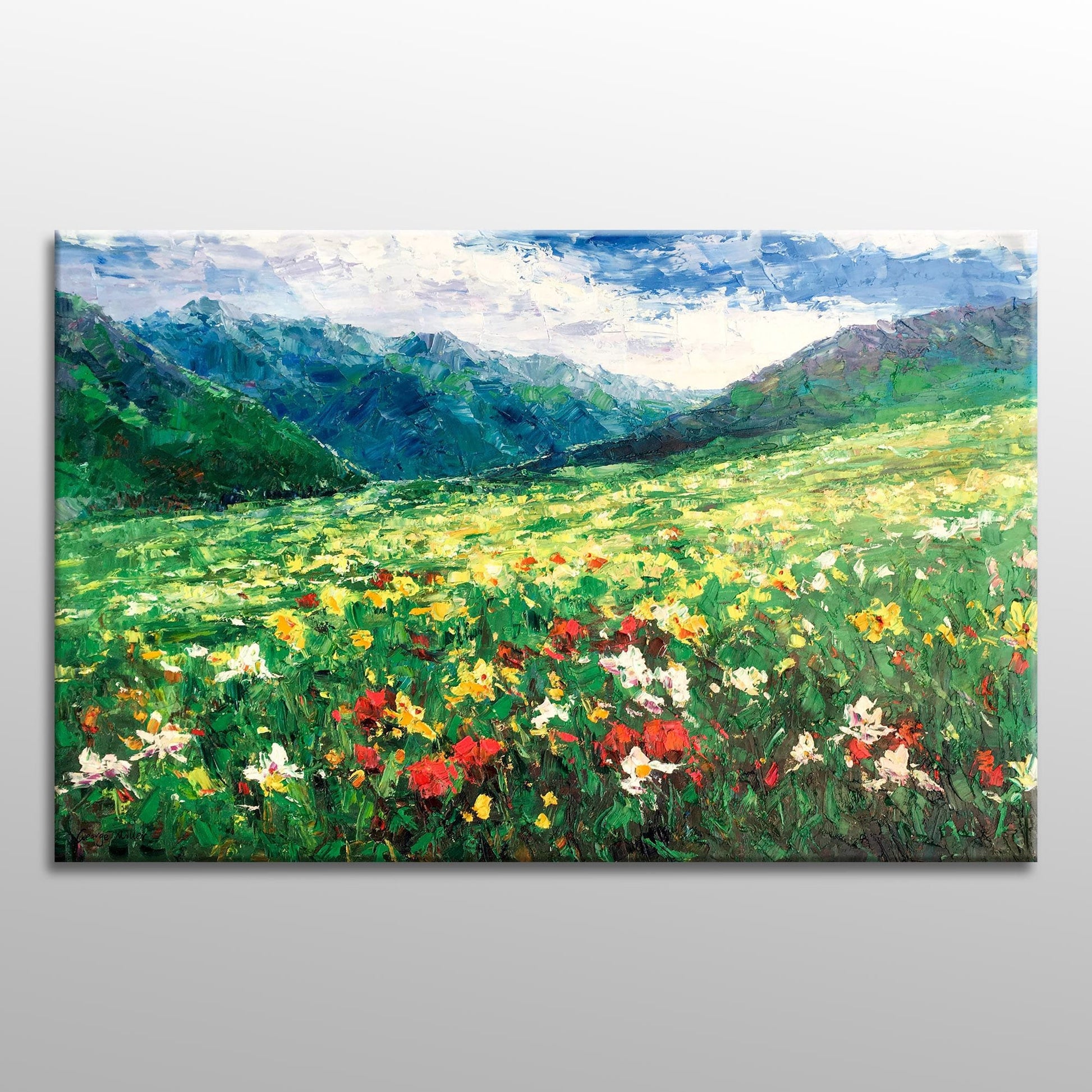 Landscape Oil Painting Spring Mountains, Coffee Wall Art, Abstract Canvas Art, Contemporary Painting, Oil Painting Original, Landscape Art