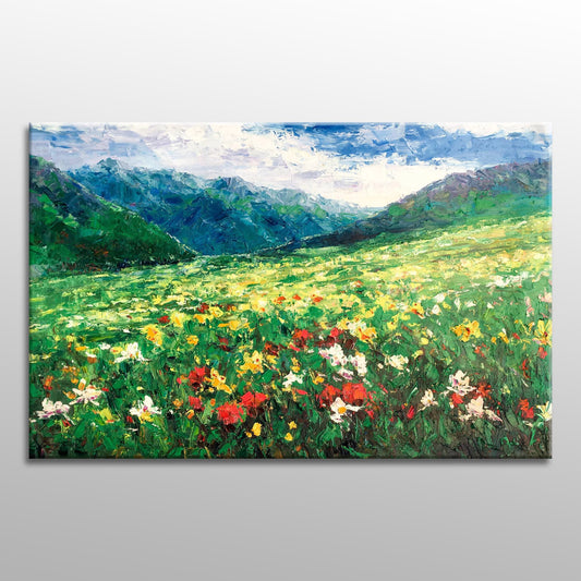 Landscape Oil Painting Spring Mountains, Coffee Wall Art, Abstract Canvas Art, Contemporary Painting, Oil Painting Original, Landscape Art
