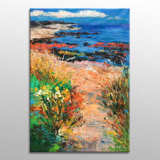 Large Landscape Oil Painting California Coast, Modern Art, Abstract Canvas Painting, Oil Painting Abstract, Canvas Wall Decor, Bedroom Art