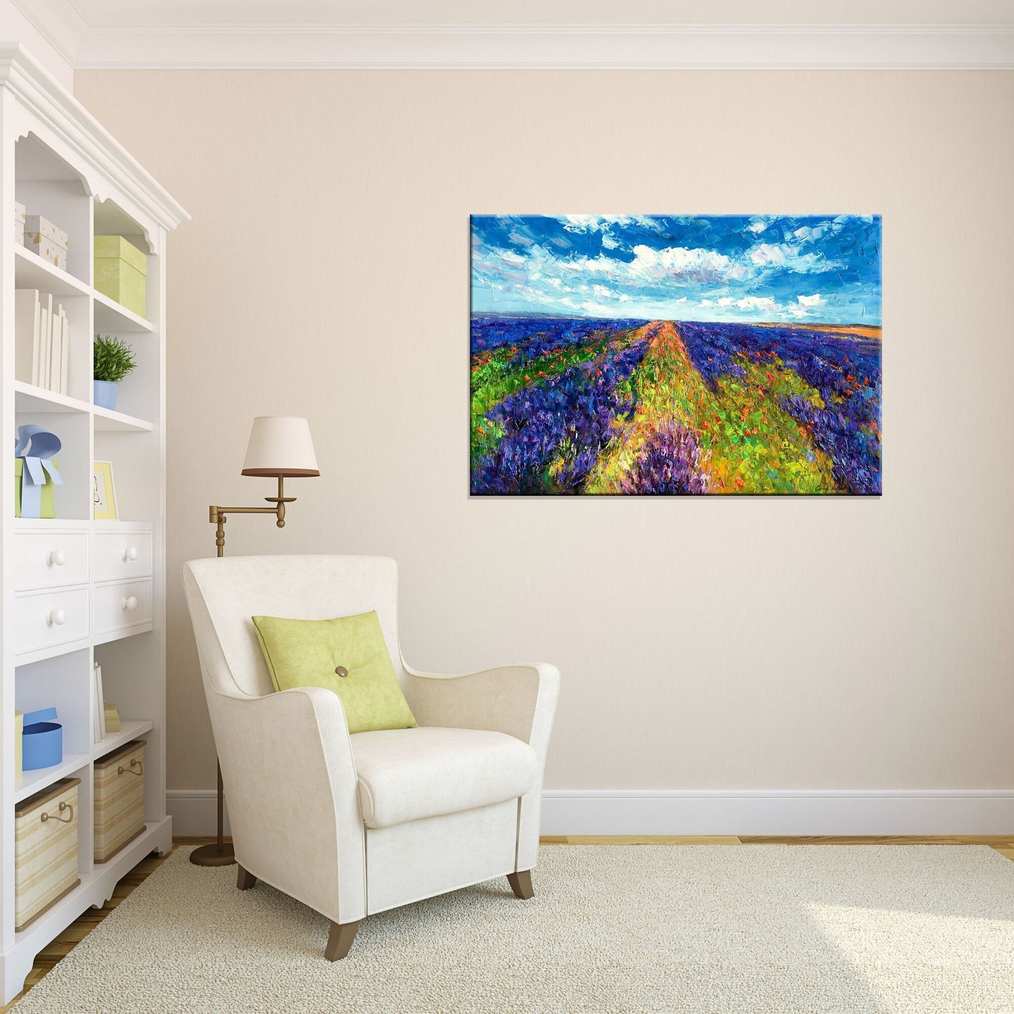 Oil Painting Landscape Spring Fields, Abstract Canvas Painting, Painting Abstract, Living Room Wall Decor, Modern Art, Original Painting