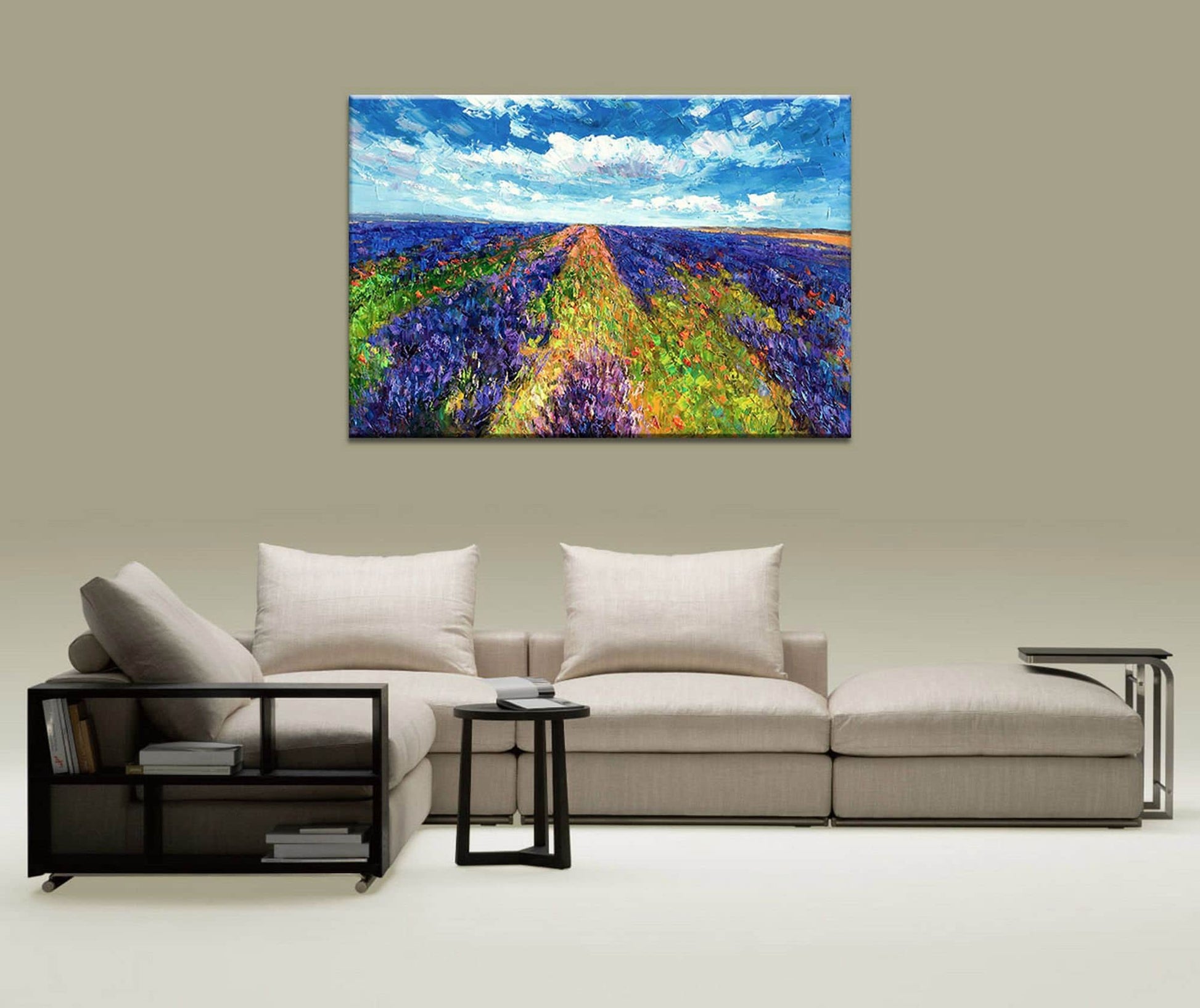 Oil Painting Landscape Spring Fields, Abstract Canvas Painting, Painting Abstract, Living Room Wall Decor, Modern Art, Original Painting