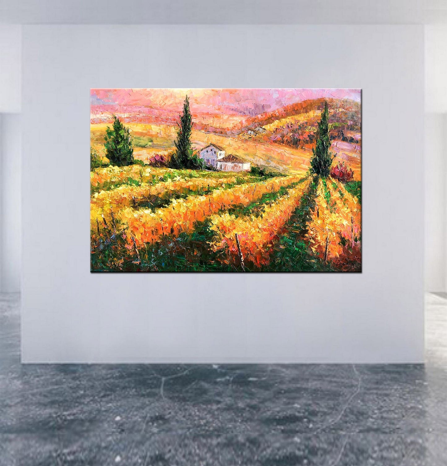 Oil Painting French Vineyard, Abstract Canvas Painting, Wall Decor, Oil Painting Abstract, Modern Painting, Original Oil Painting Landscape
