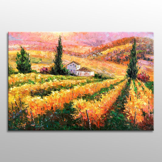 Oil Painting French Vineyard, Abstract Canvas Painting, Wall Decor, Oil Painting Abstract, Modern Painting, Original Oil Painting Landscape