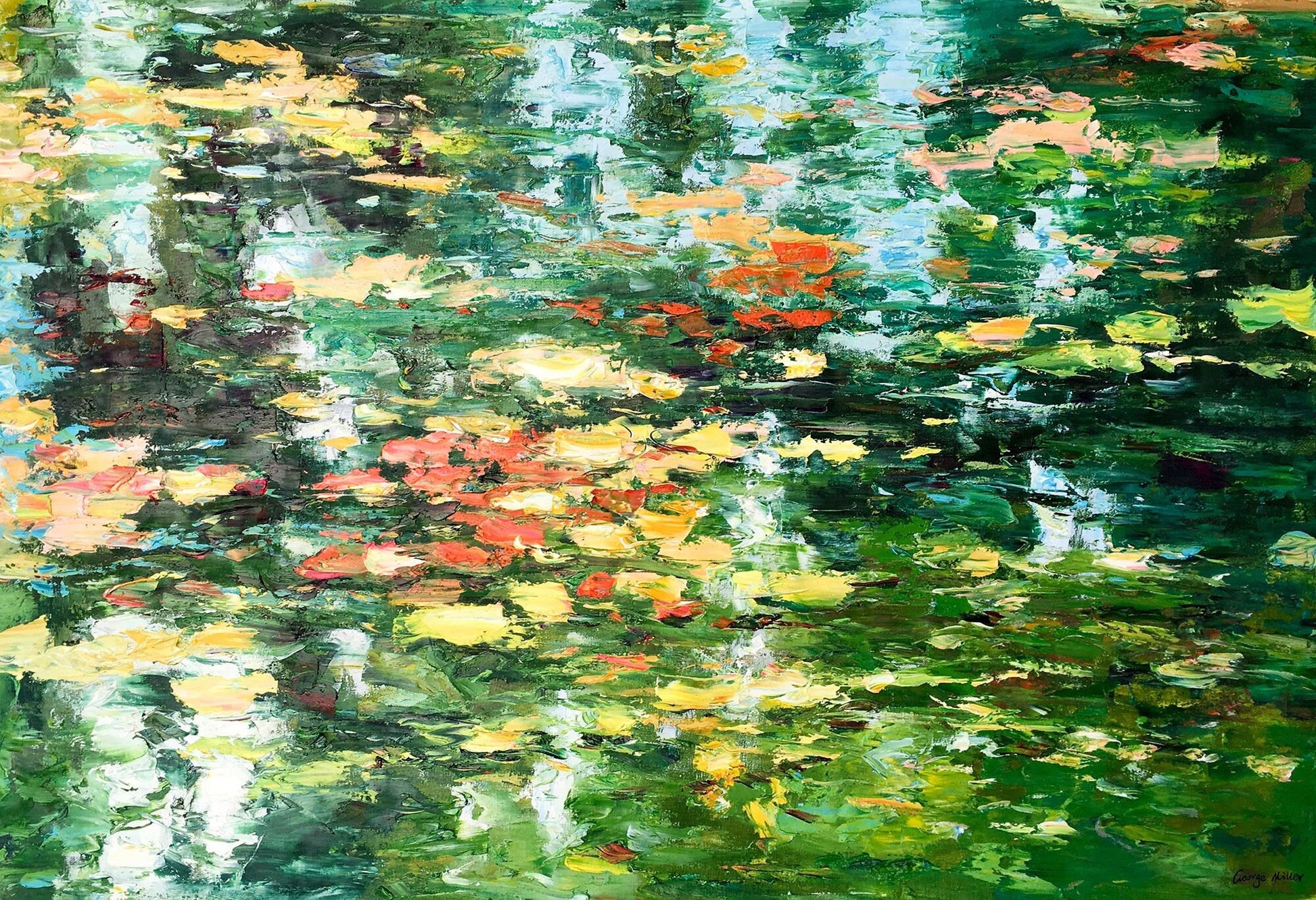Contemporary Painting Waterlily Pond, Canvas Wall Art, Canvas Painting, Oil Painting Original, Oil Painting Landscape, Abstract Oil Painting