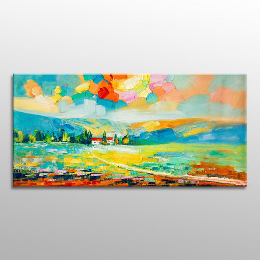 Canvas Art, Large Oil Painting, Abstract Spring Painting, Landscape Oil Painting, Living Room Wall Art, Abstract Wall Art, Modern Painting