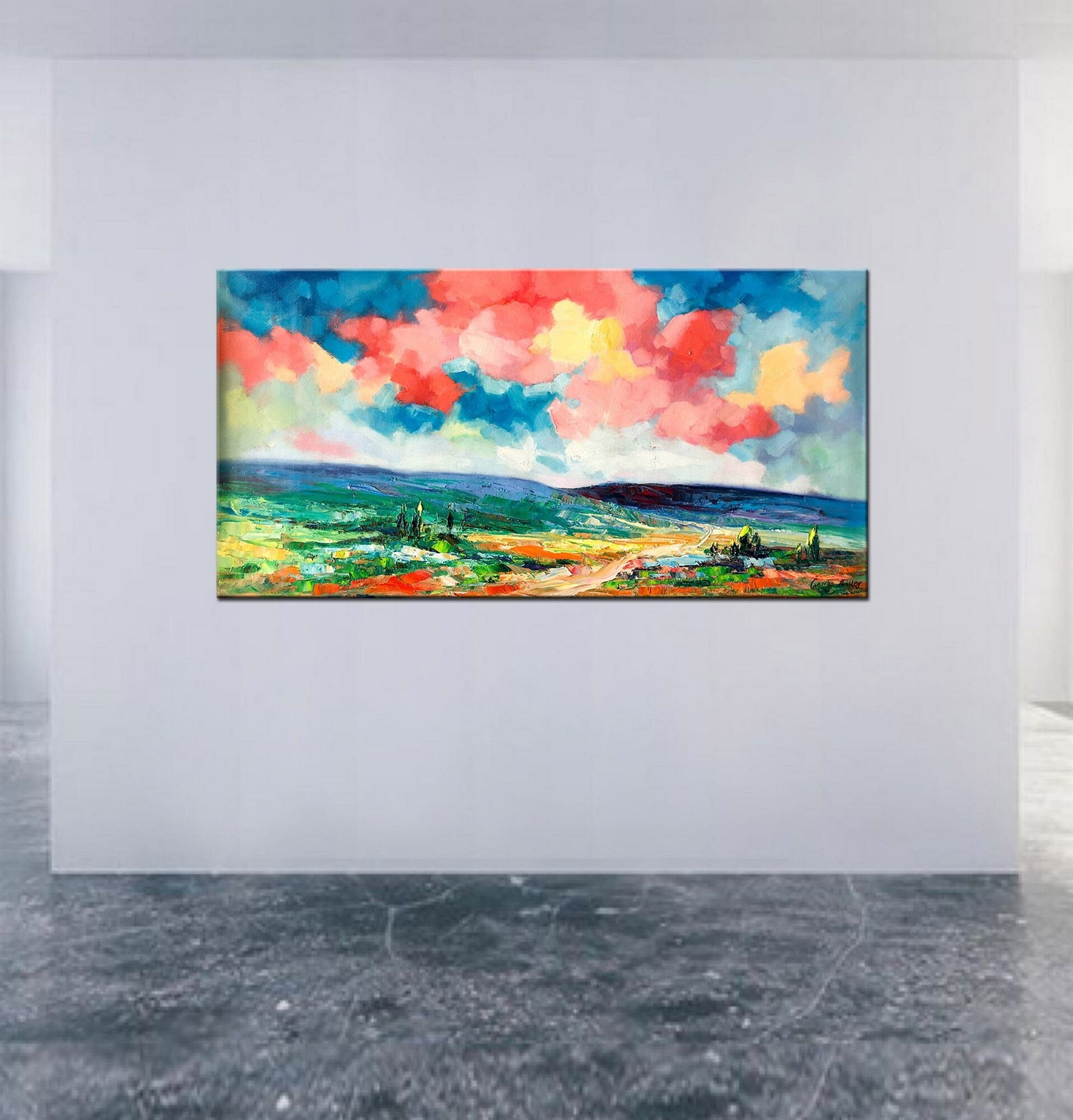 Large Oil Painting, Original Abstract Art, Large Wall Art Painting, Abstract Canvas Painting, Original Oil Painting Landscape, Tuscany Art