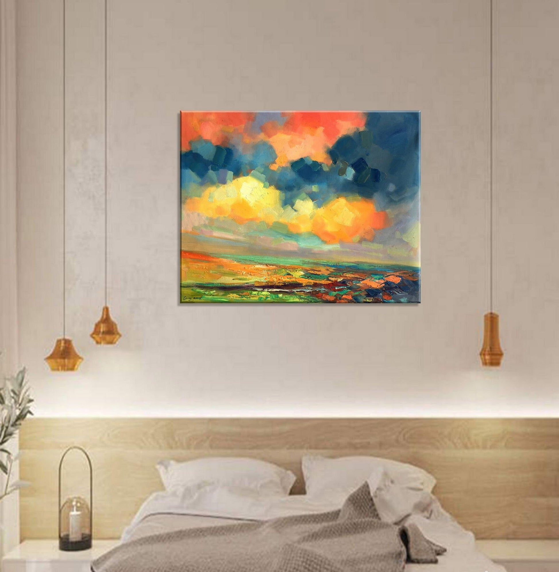 Large Canvas Art, Original Abstract Oil Painting Landscape, Original Landscape Painting, Painting Abstract, Canvas Art, Living Room Decor