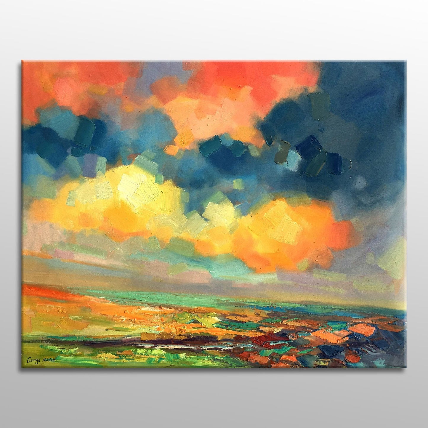 Large Canvas Art, Original Abstract Oil Painting Landscape, Original Landscape Painting, Painting Abstract, Canvas Art, Living Room Decor
