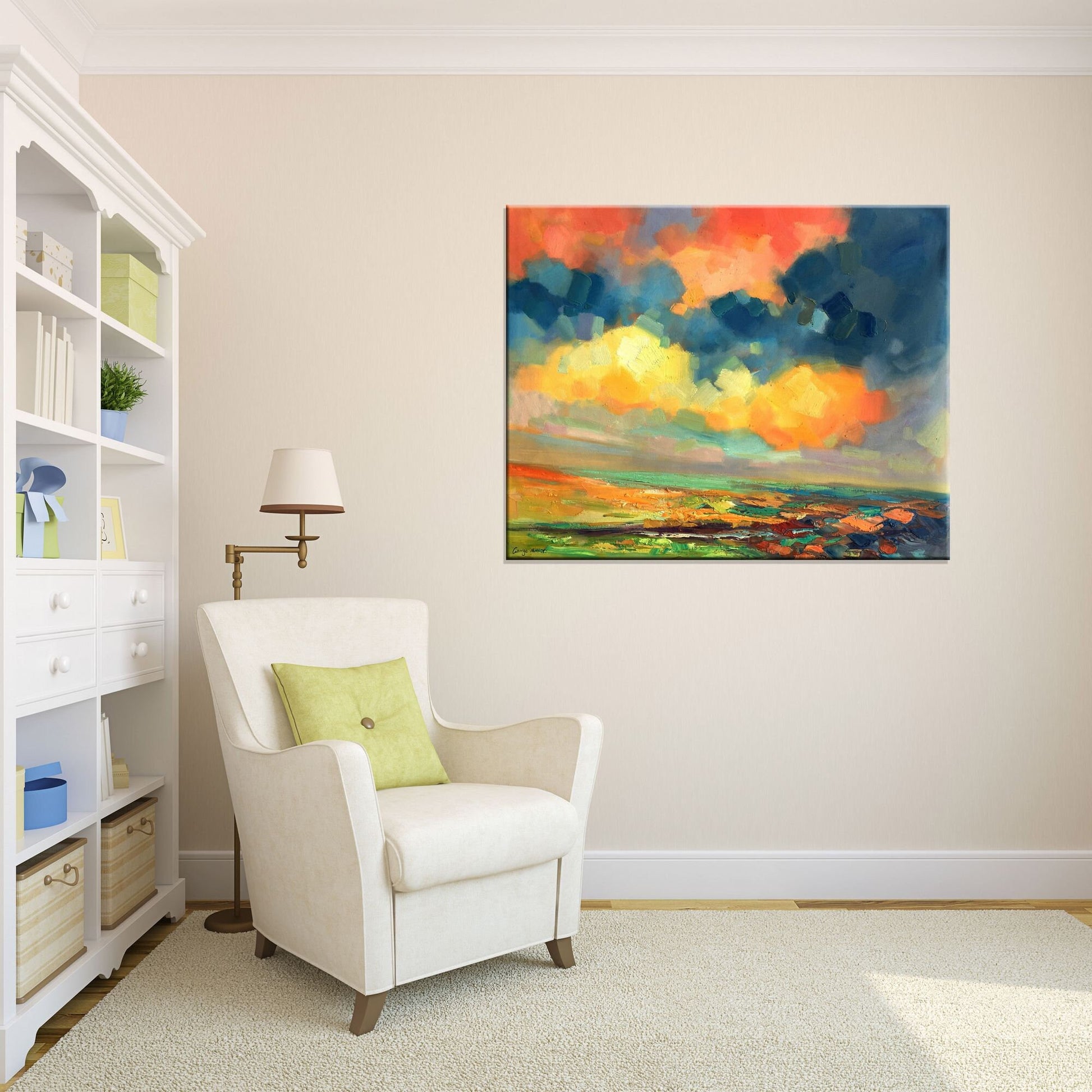 Large Canvas Art, Original Abstract Oil Painting Landscape, Original Landscape Painting, Painting Abstract, Canvas Art, Living Room Decor