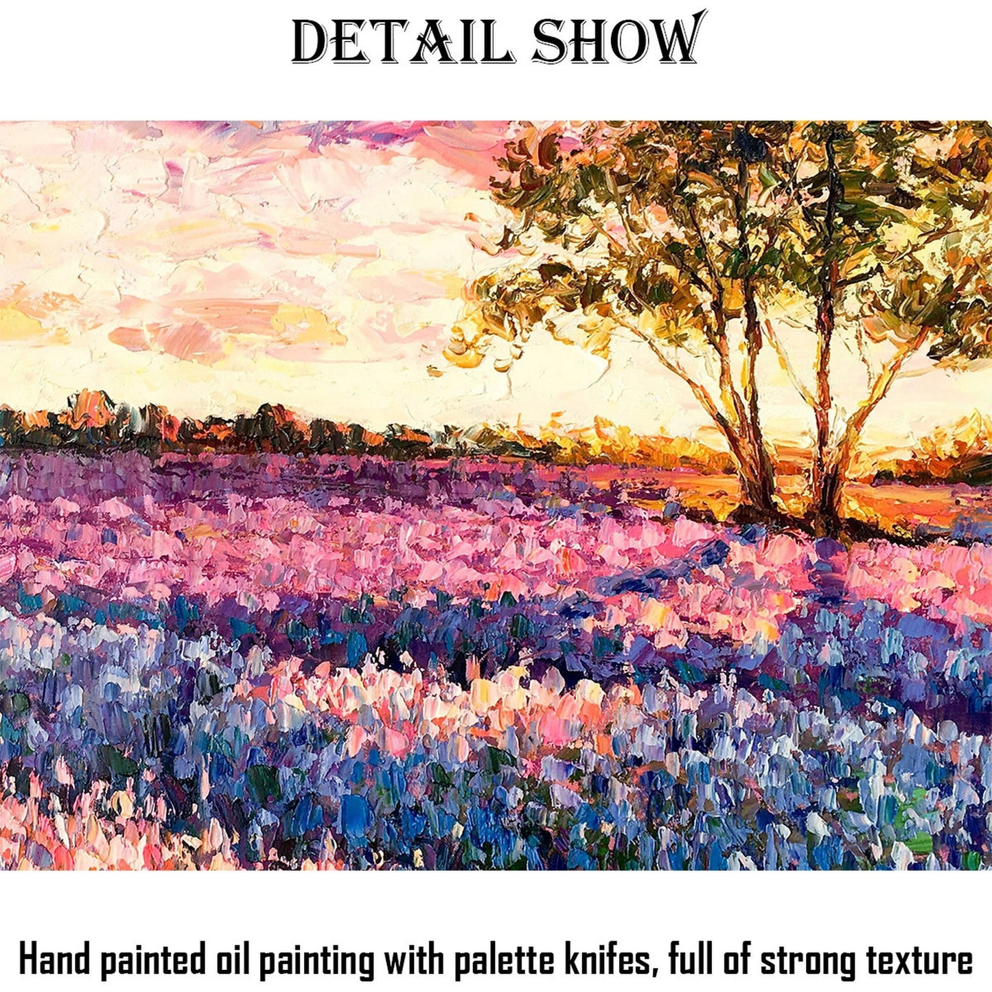 Landscape Oil Paintings Italian Tuscany Lavender Fields at Dawn, Modern Painting, Family Wall Decor, Canvas Painting, Painting Abstract