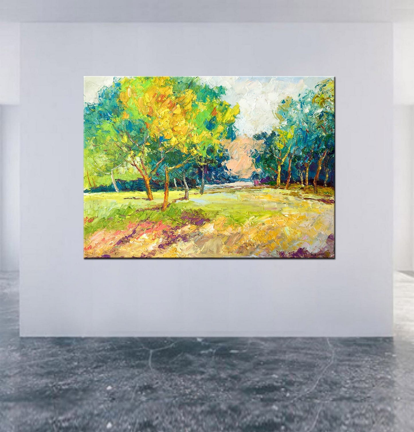 Landscape Oil Painting Spring Village, Canvas Painting, Paintings On Canvas, Abstract Landscape, Handmade Painting, Modern Wall Art, Texture