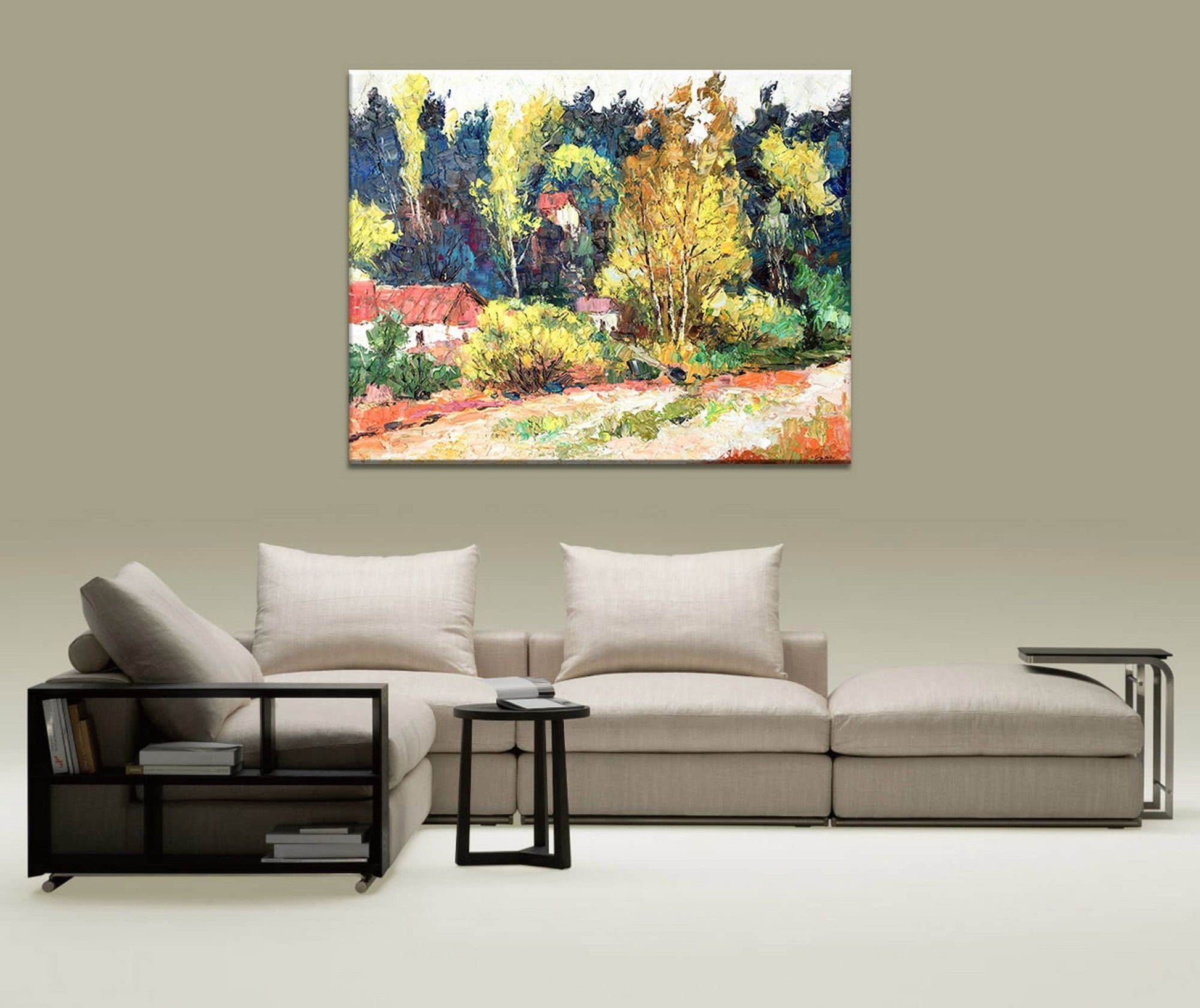Oil Painting Autumn Forest Landscape, Large Wall Art Canvas, Abstract Oil Painting, Large Oil Painting, Oil Painting Landscape Oil Painting